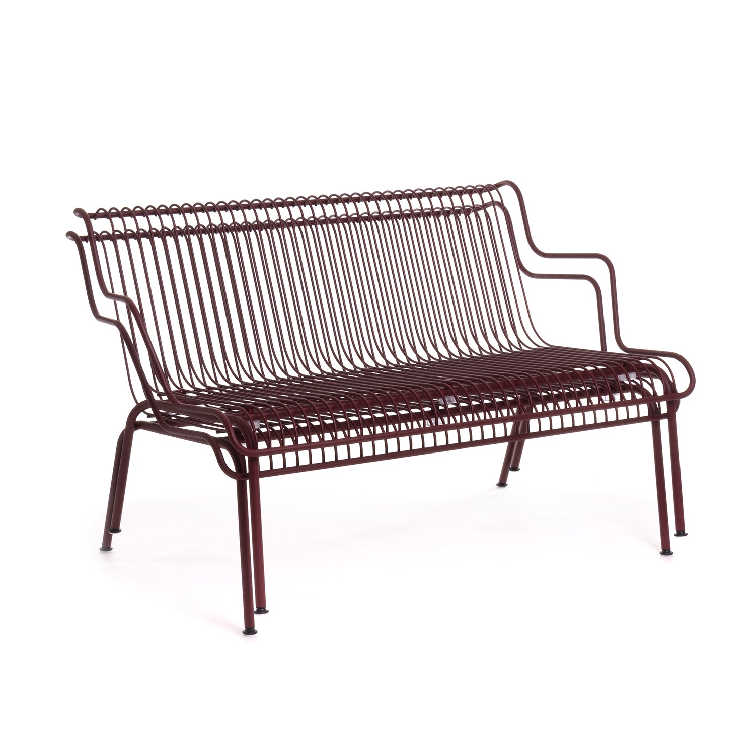 Magis South Low Bench in bordeaux stacked