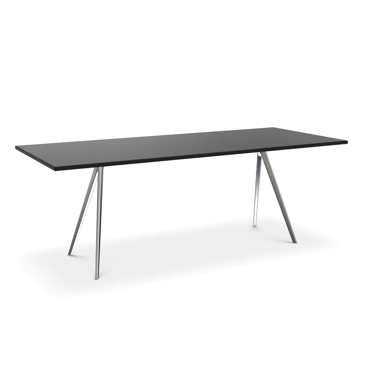 Magis Baquette dining table polished aluminium and black top