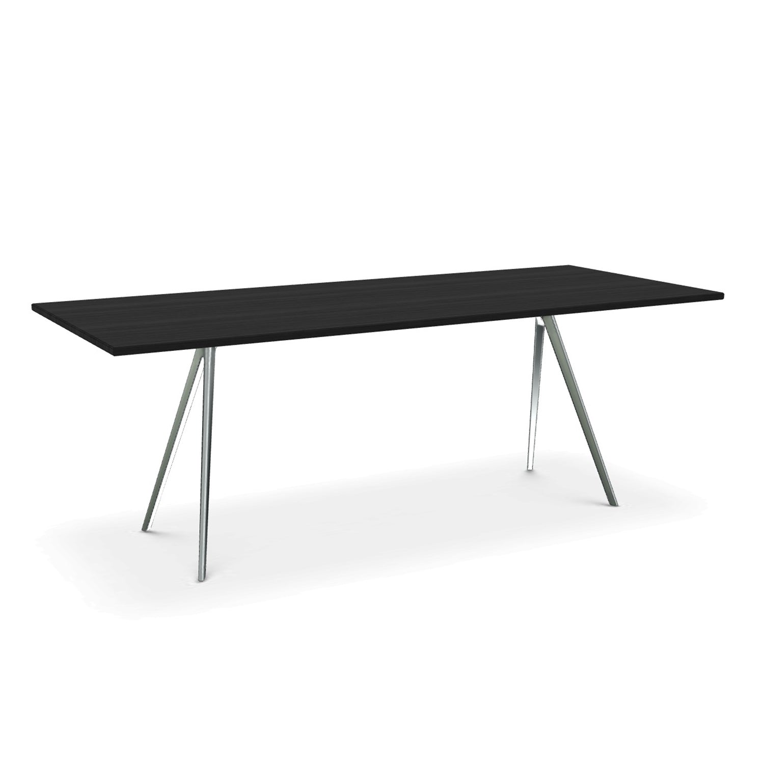 Magis Baquette dining table polished aluminium and black veneered top