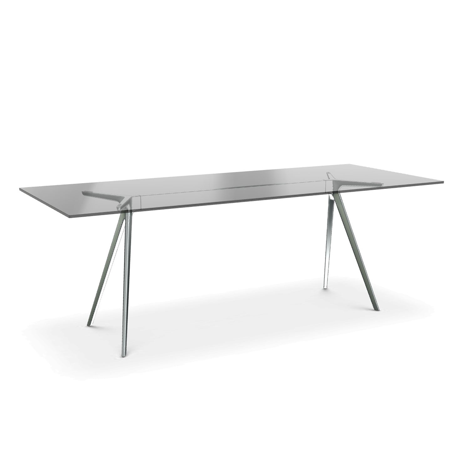 Magis Baquette dining table polished aluminium and smoked glass top