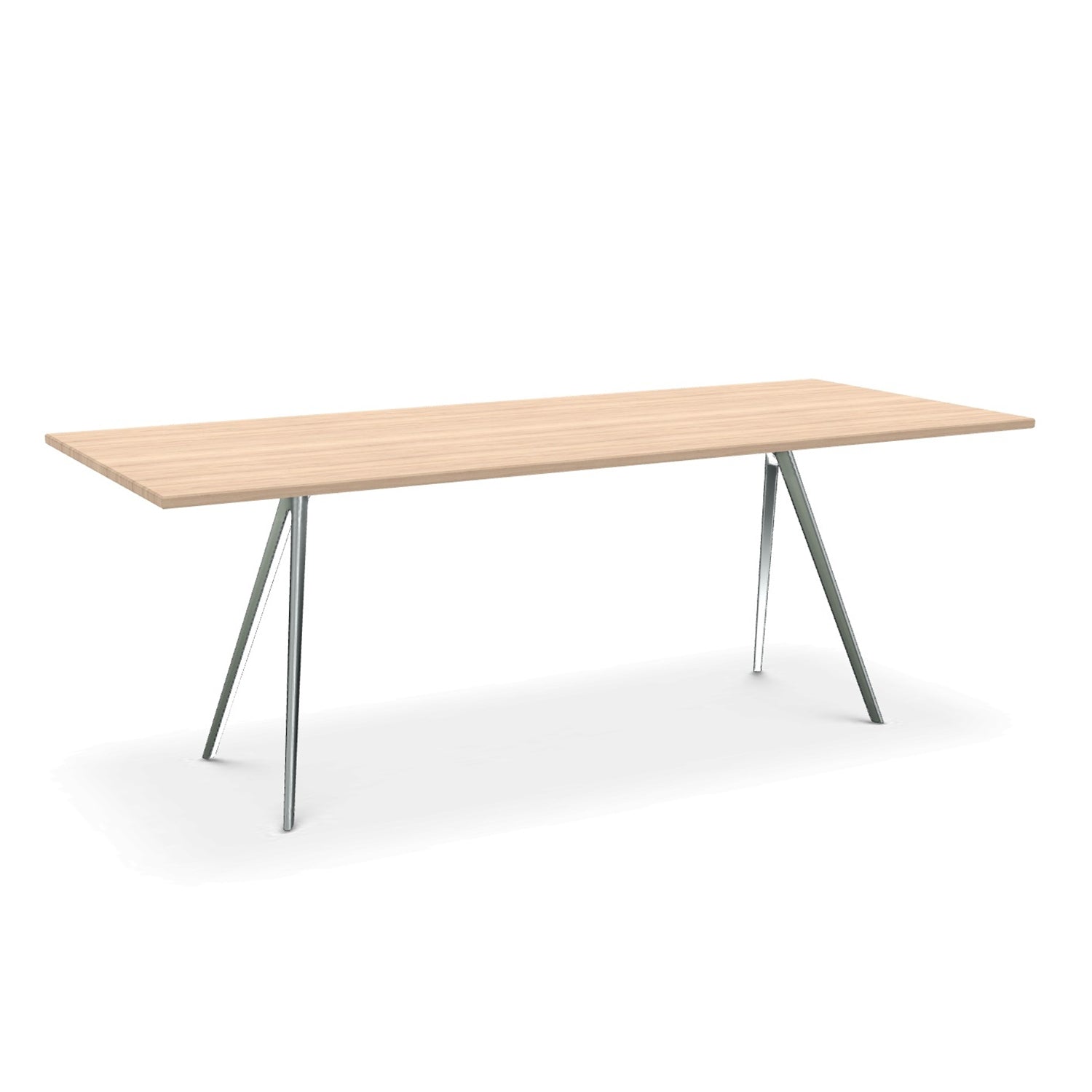 Magis Baquette dining table polished aluminium and oak veneered top