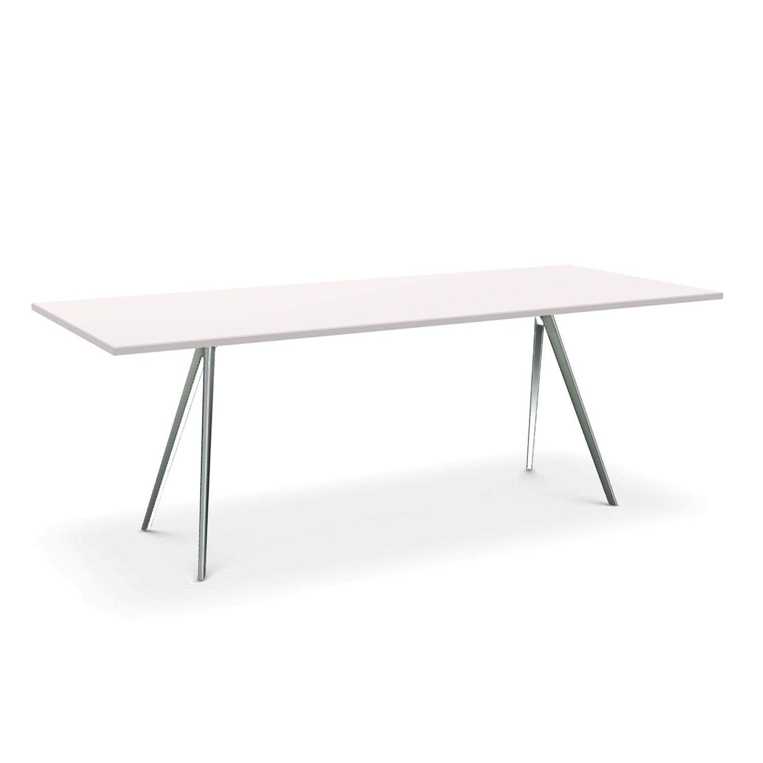 Magis Baquette dining table polished aluminium and white top