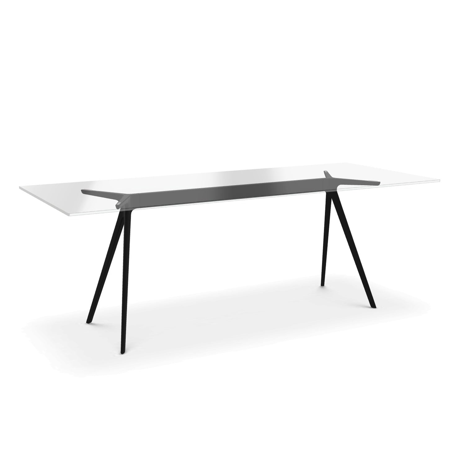 Magis Baquette dining table black steel and clear glass top