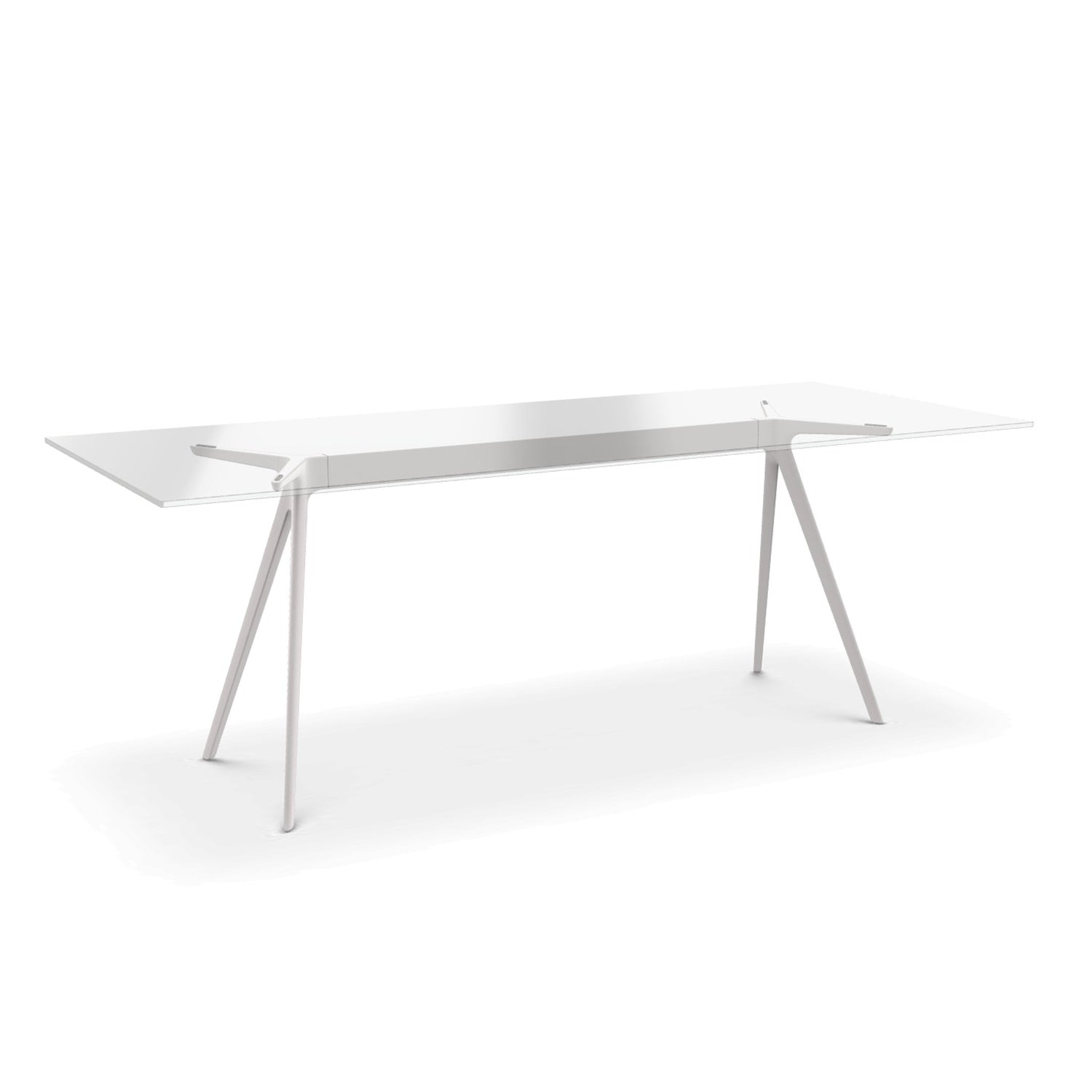 Magis Baquette dining table white steel and clear glass top