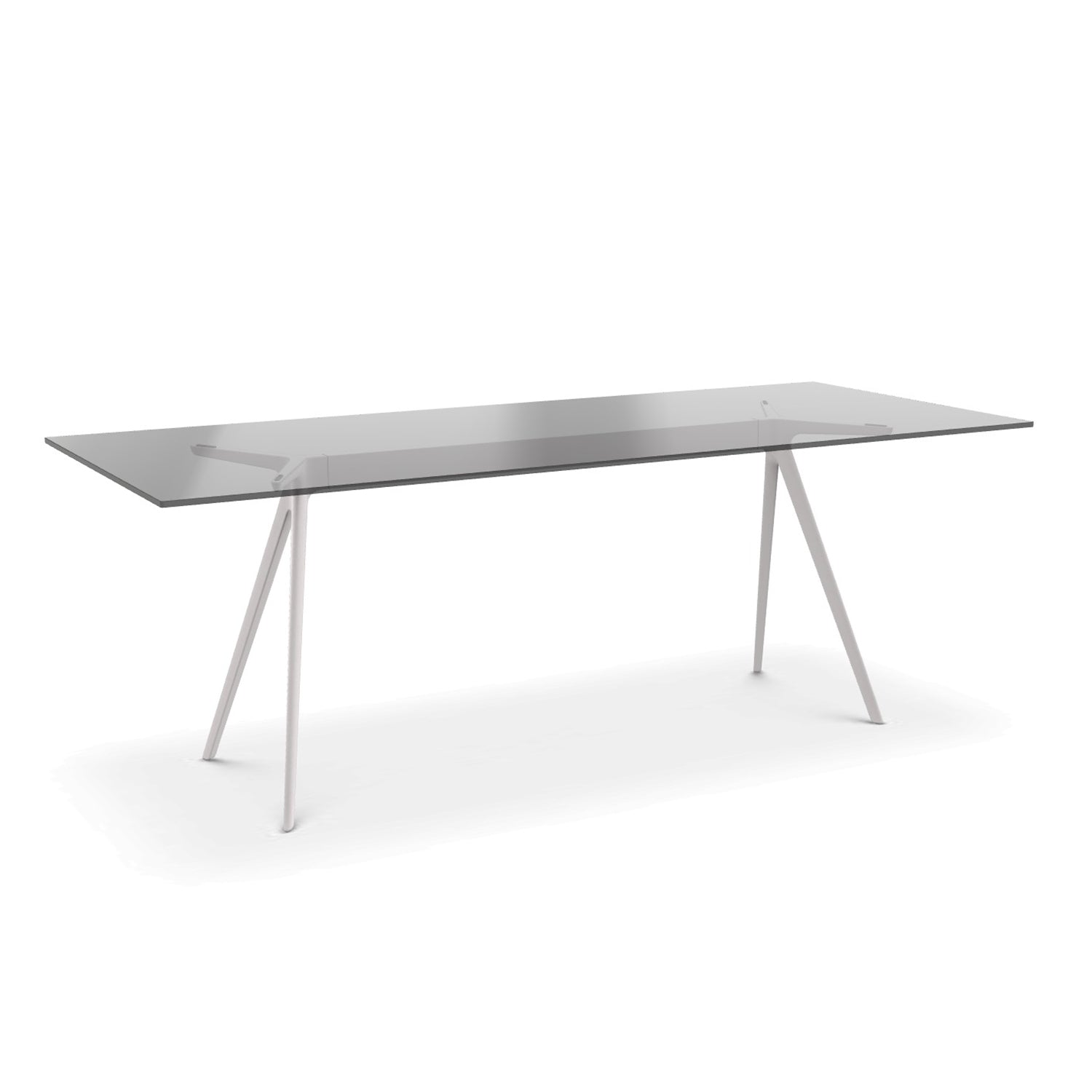 Magis Baquette dining table white steel and smoked glass top