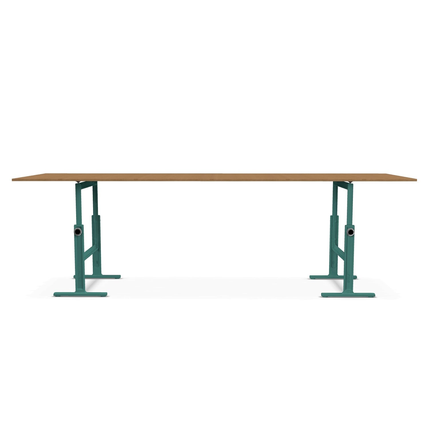 Magis Brut trestle table cast iron green legs with oak top