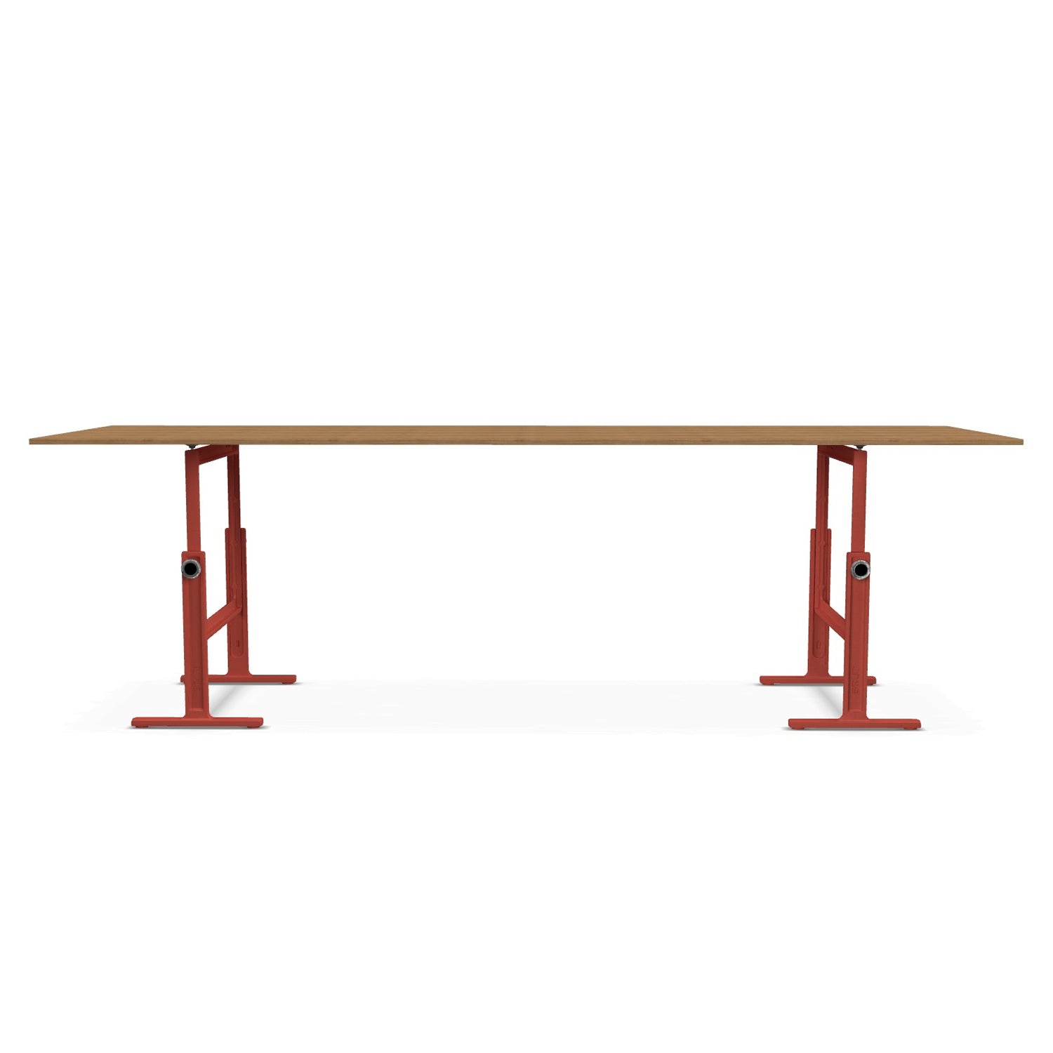 Magis Brut trestle table cast iron red legs with oak top