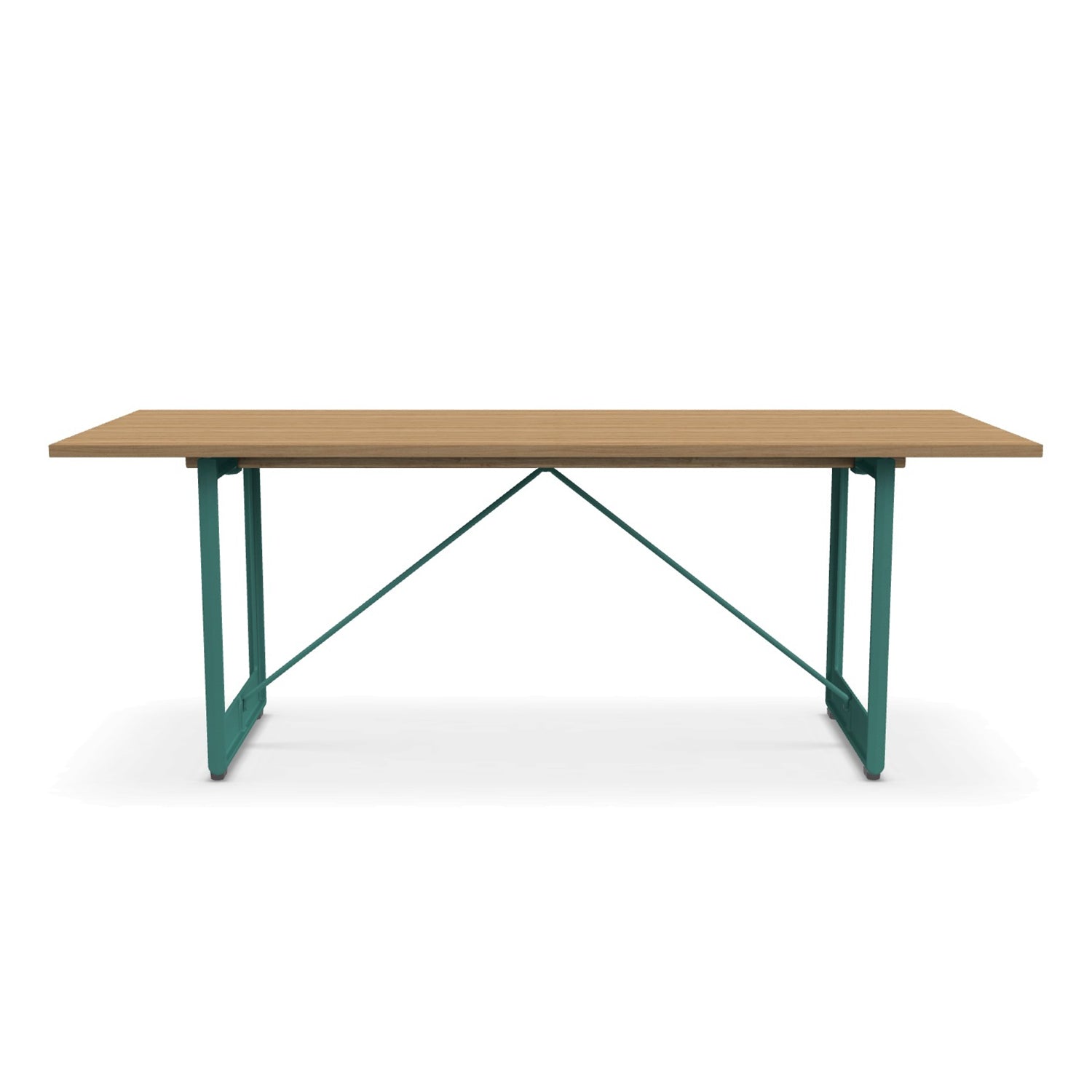 Magis Brut Dining table cast iron green legs with oak top