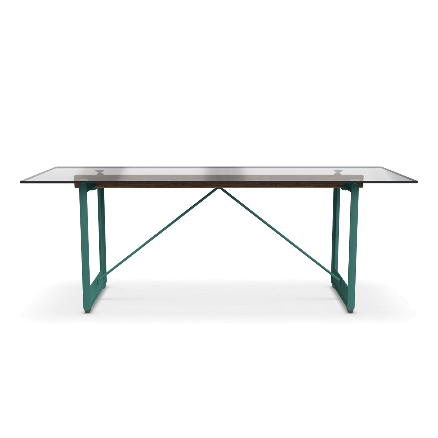 Magis Brut Dining table cast iron green legs with smoked glass top