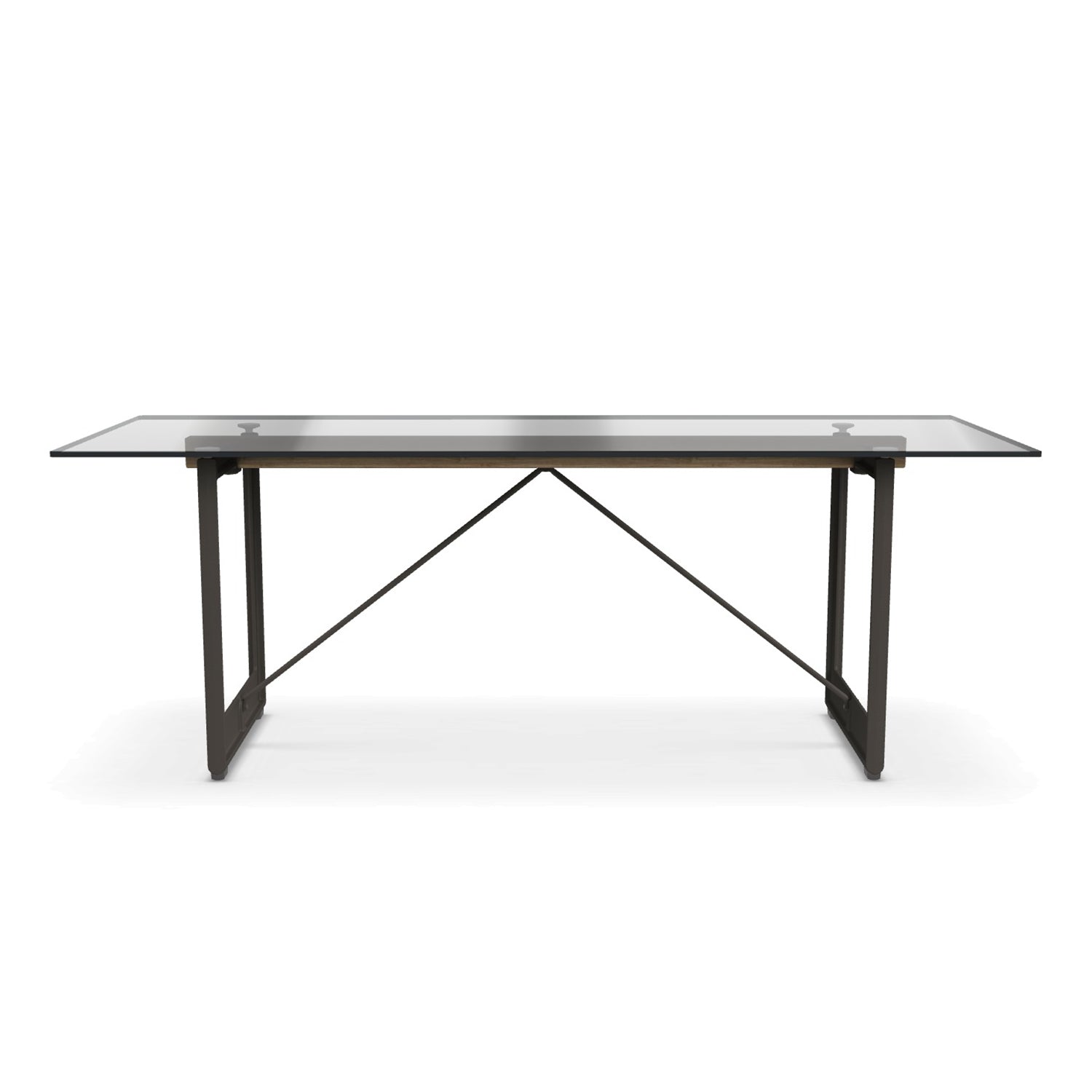 Magis Brut Dining table cast iron grey legs with smoked glass top