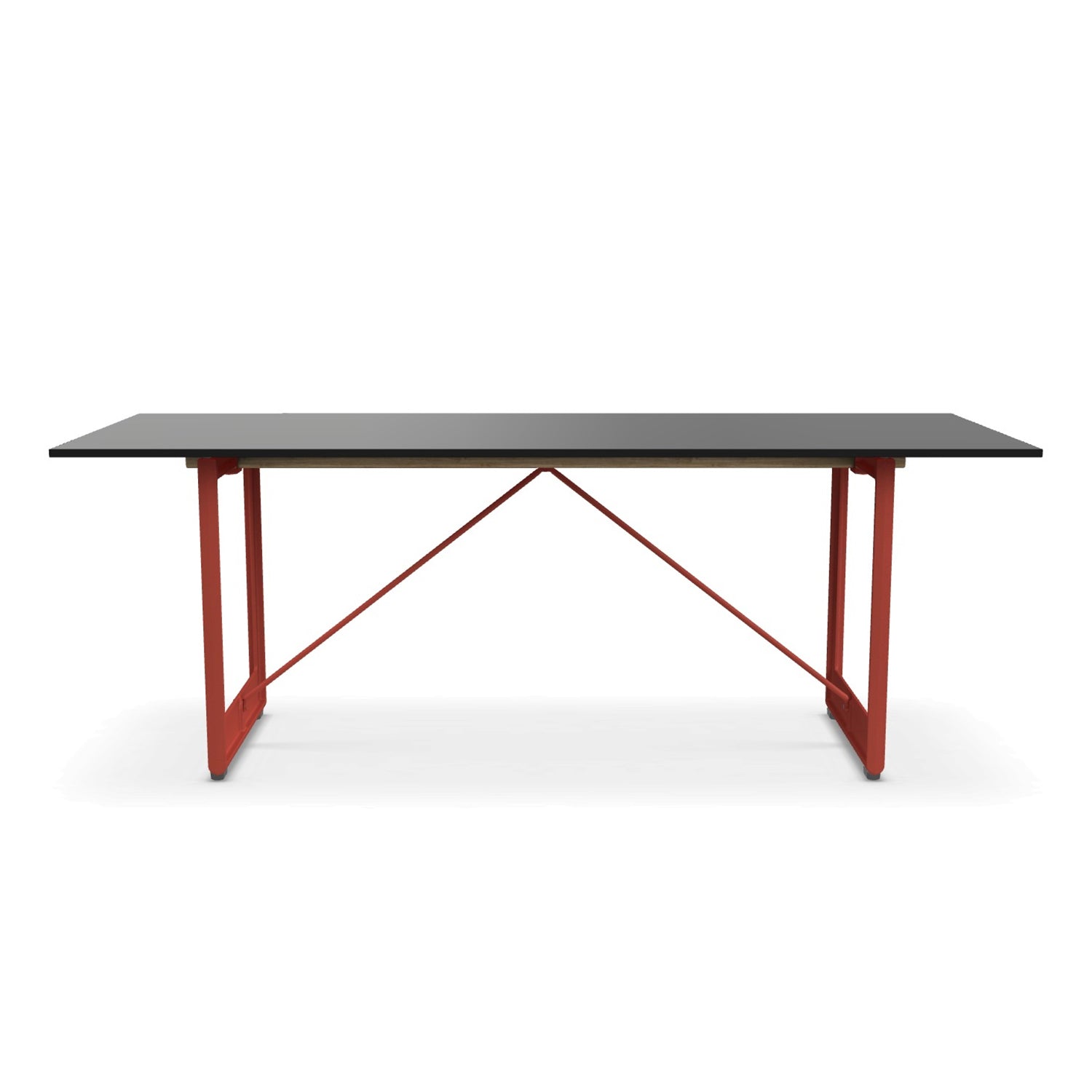 Magis Brut Dining table cast iron red legs with black metal top