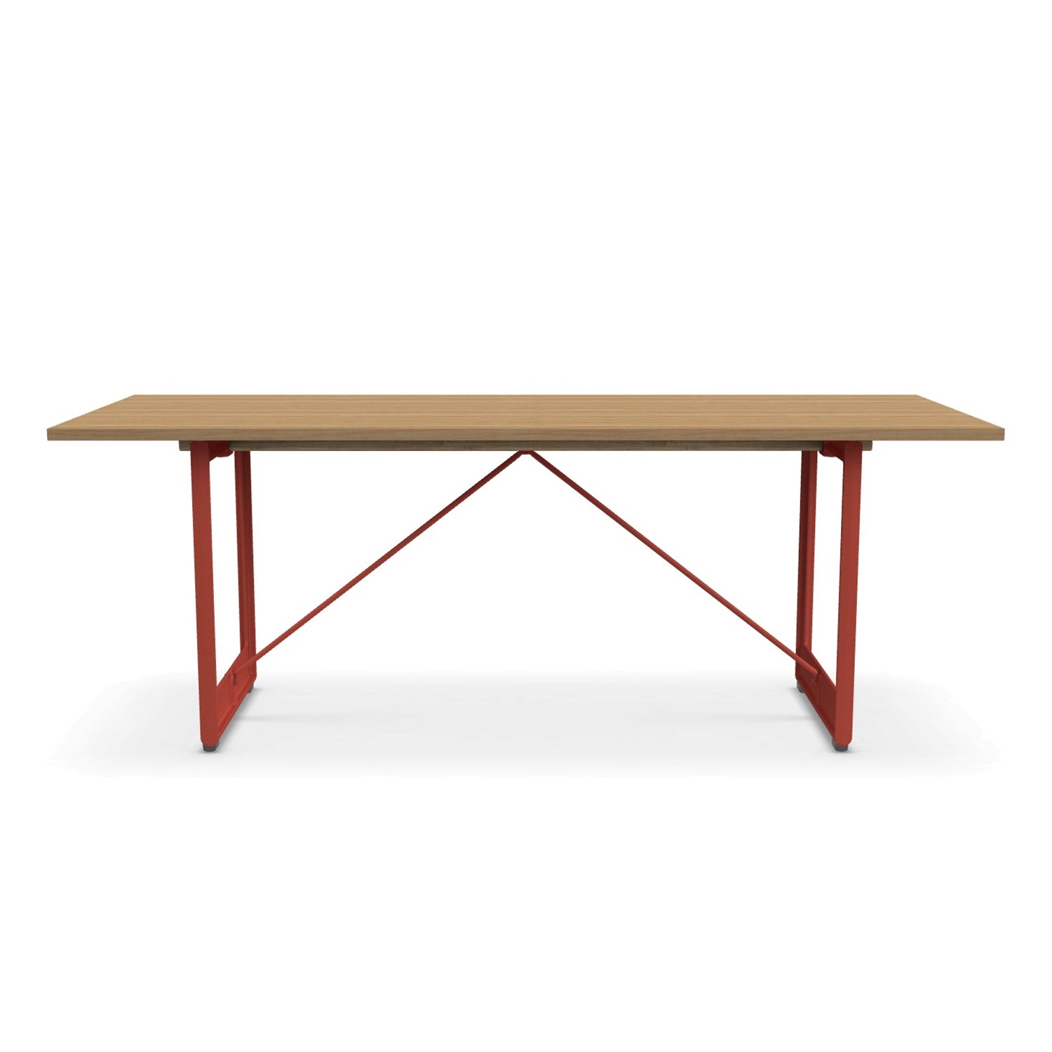 Magis Brut Dining table cast iron red legs with oak top