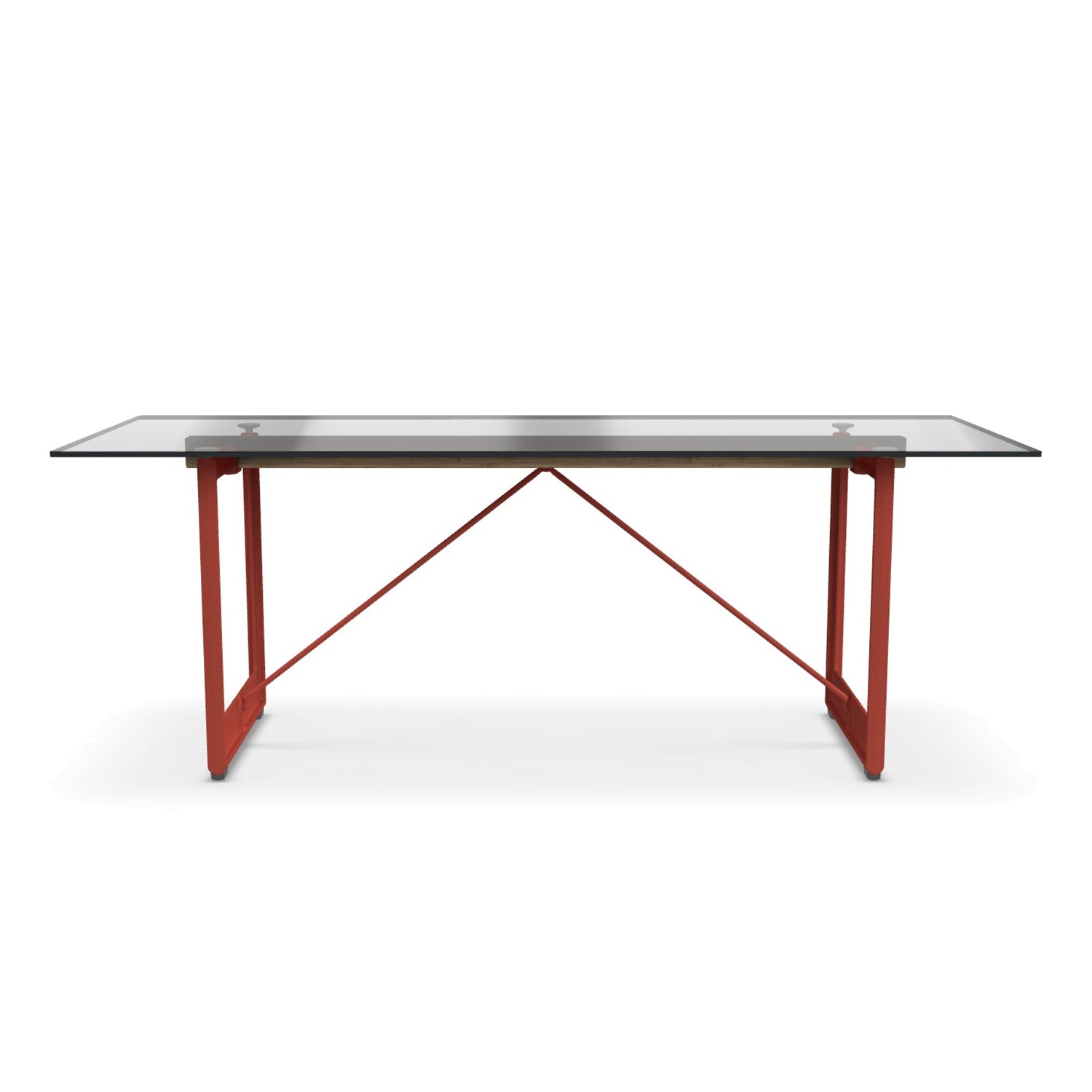 Magis Brut Dining table cast iron red legs with smoked glass top