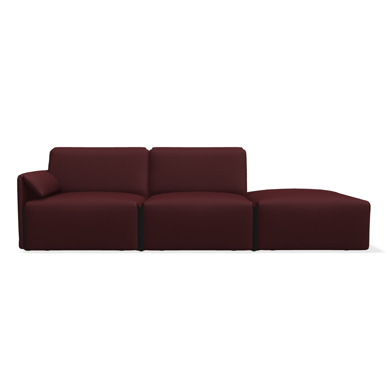 Magis Costume 3 Seater Modular Sofa with open end in bordeaux