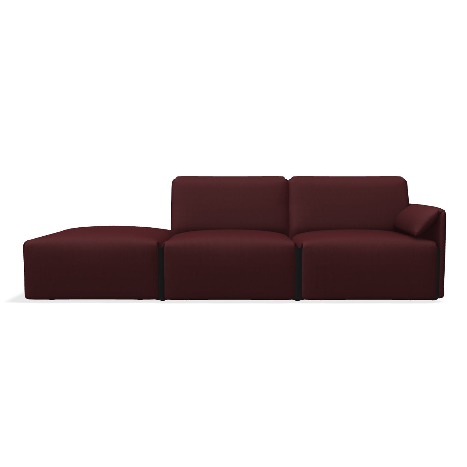 Magis Costume 3 Seater Modular Sofa with open end in bordeaux