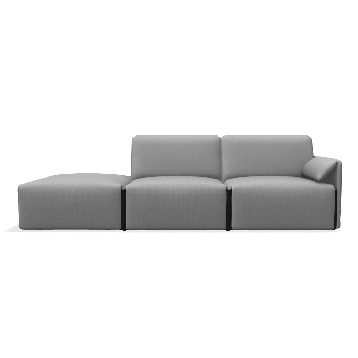 Magis Costume 3 Seater Modular Sofa with open end in silver