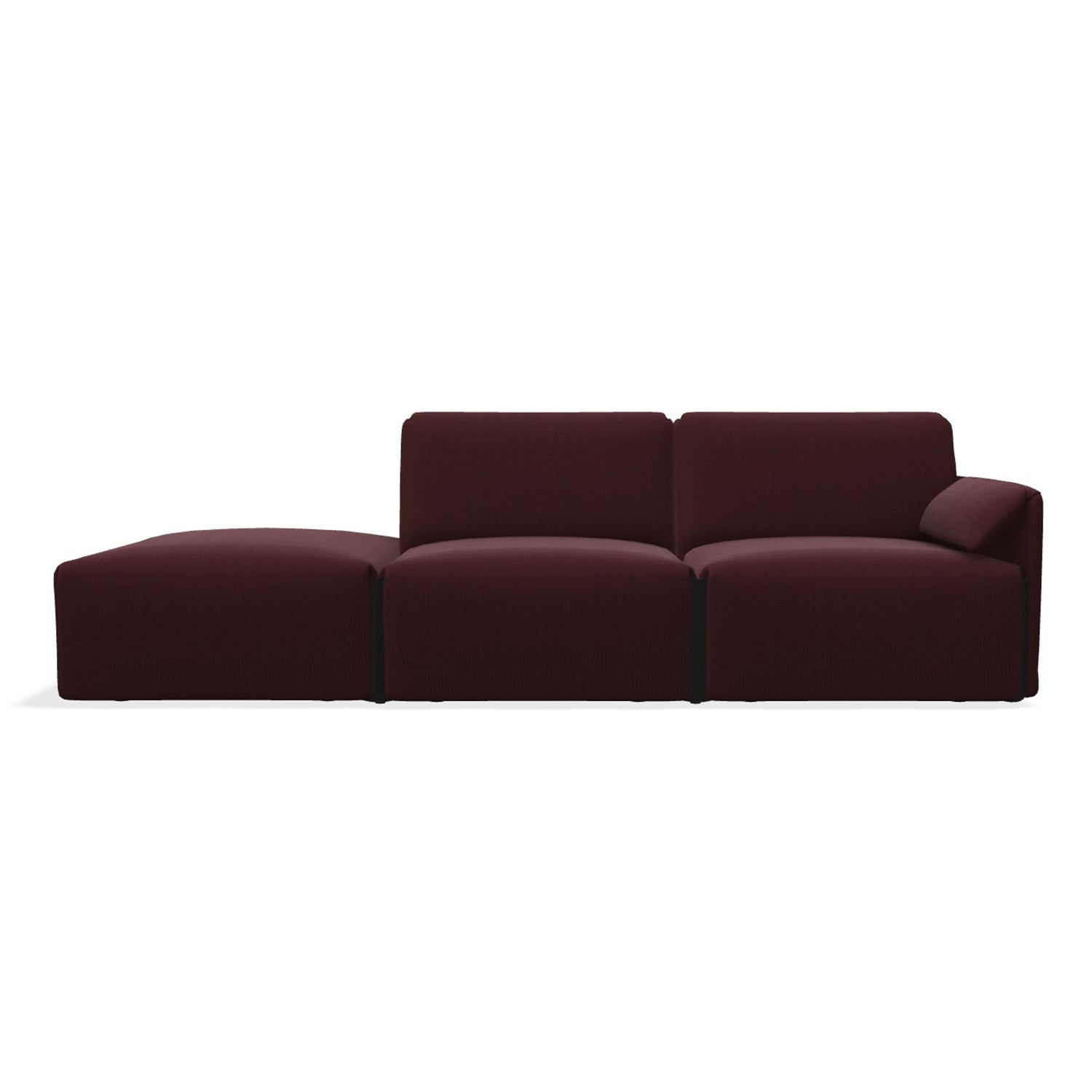 Magis Costume 3 Seater Modular Sofa with open end in burgundy