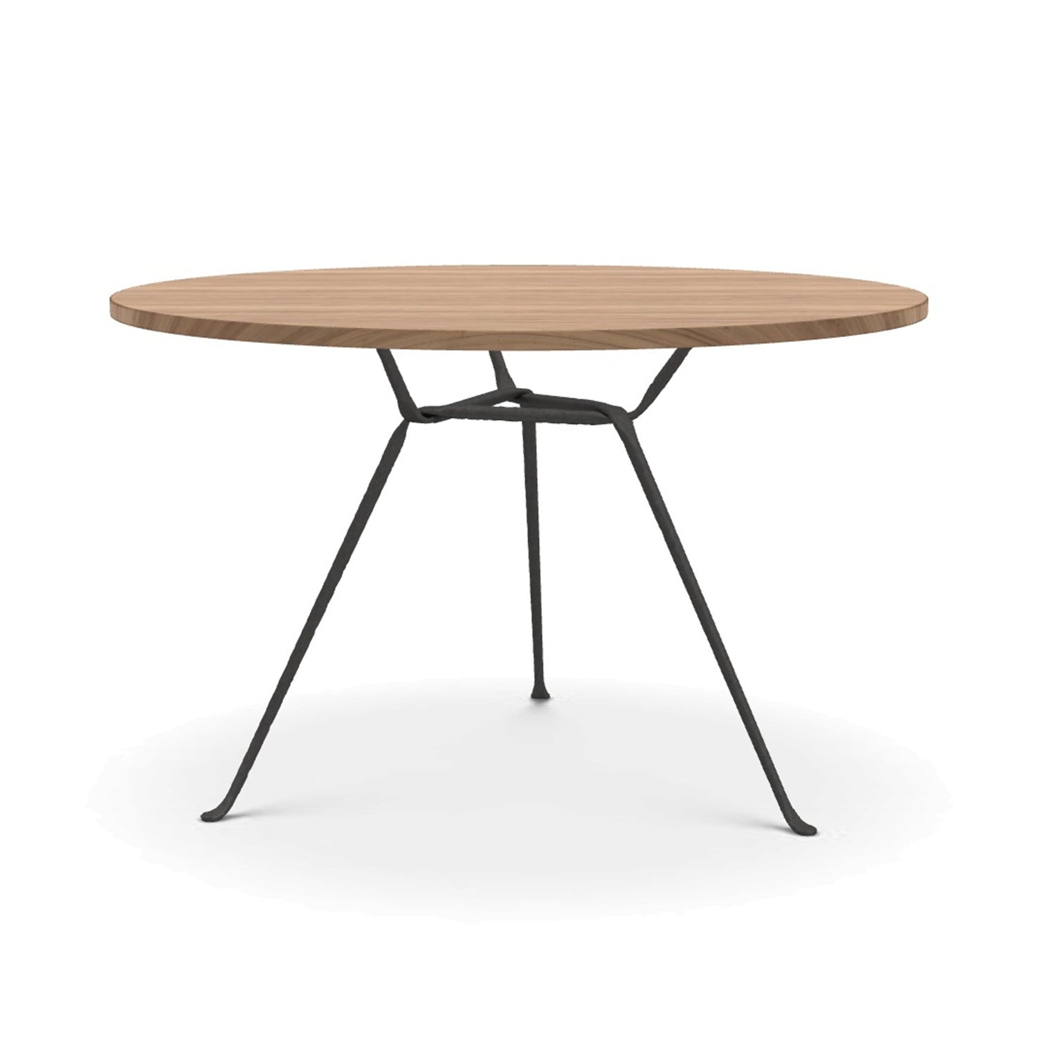 Magis Officina round dining table forged iron legs and walnut table top