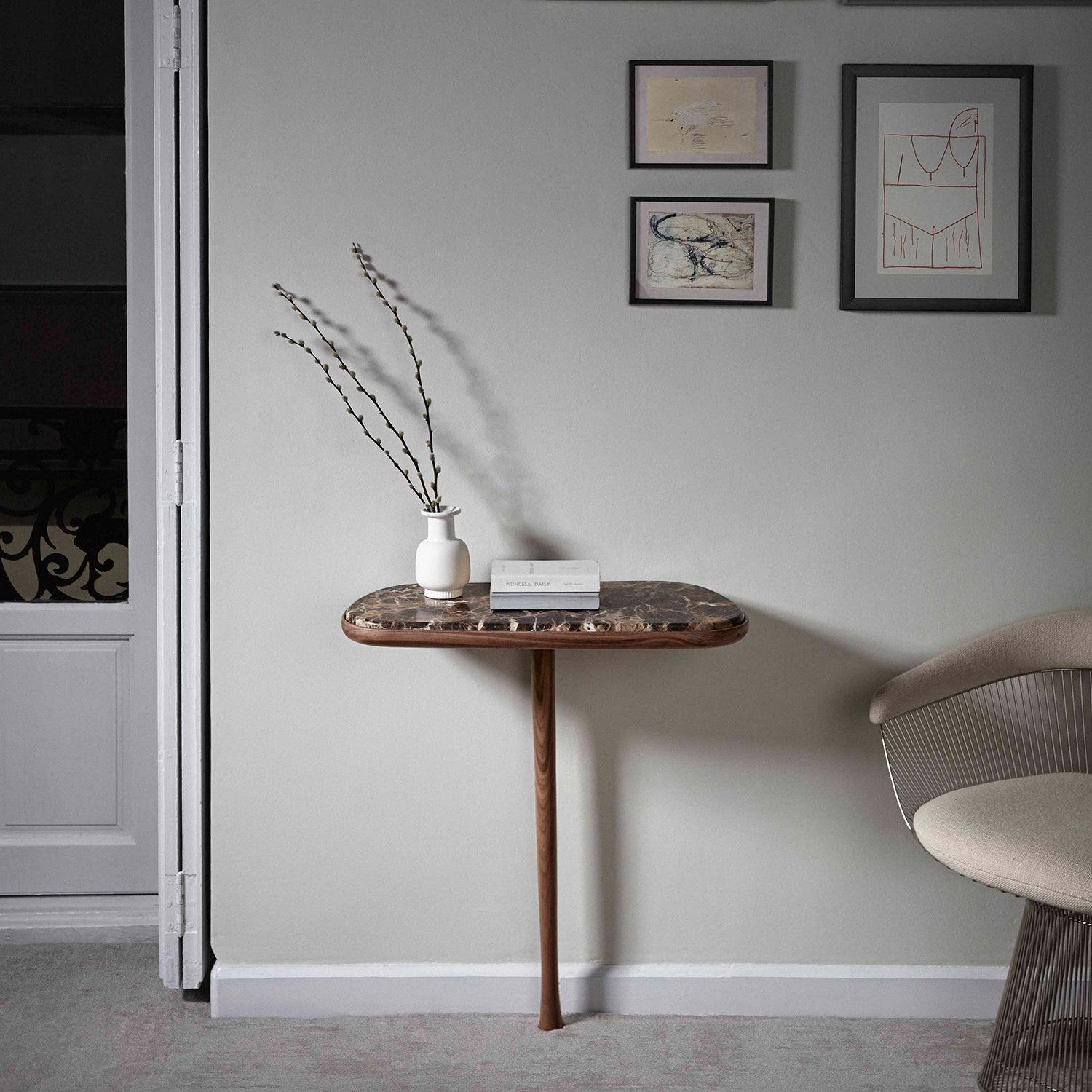 Nomon Consola console table in walnut with emperador top ambience image