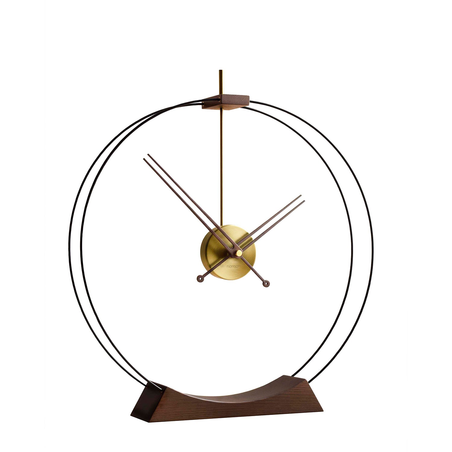 Nomon Aire Table Clock in walnut and brass