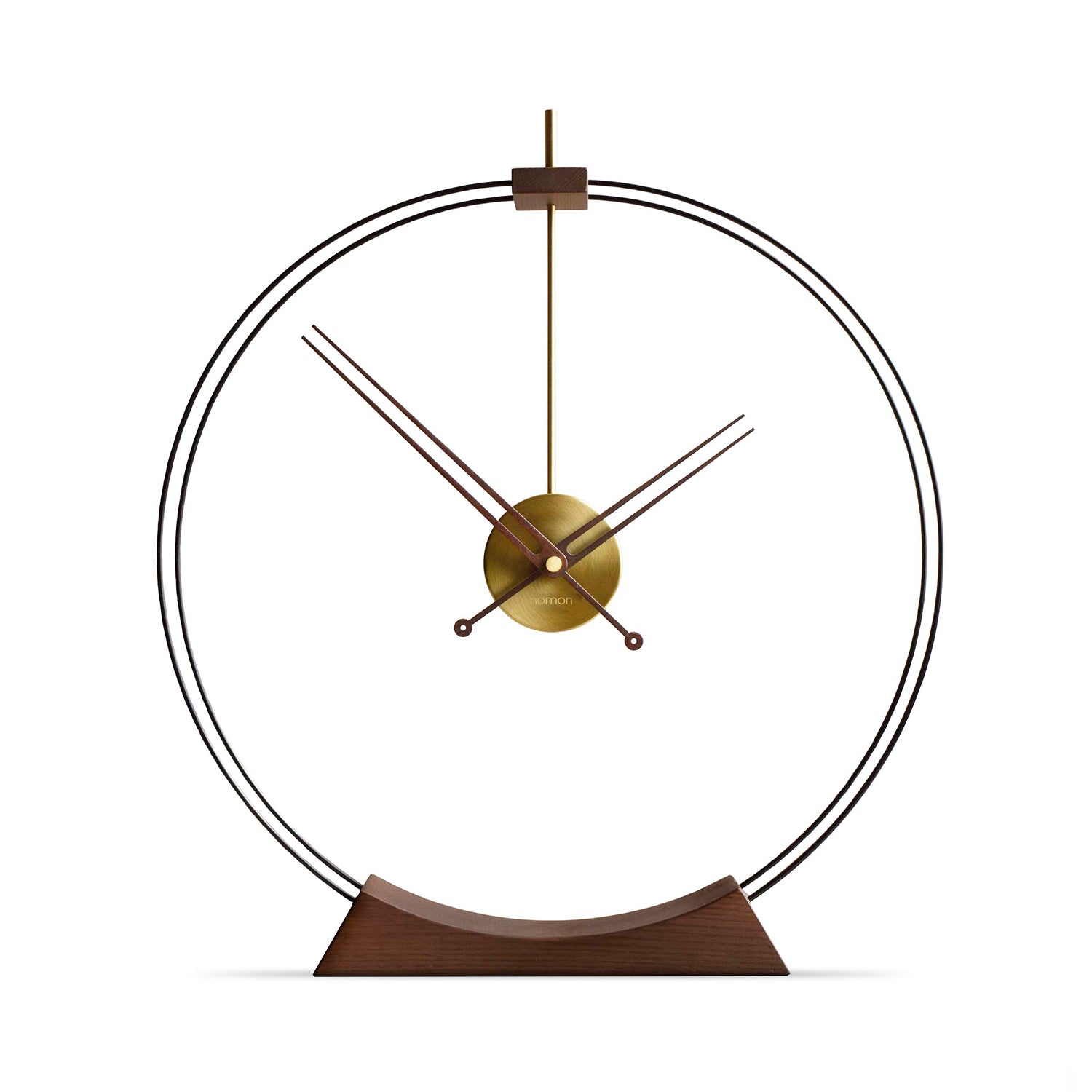 Nomon Aire Table Clock in walnut and brass