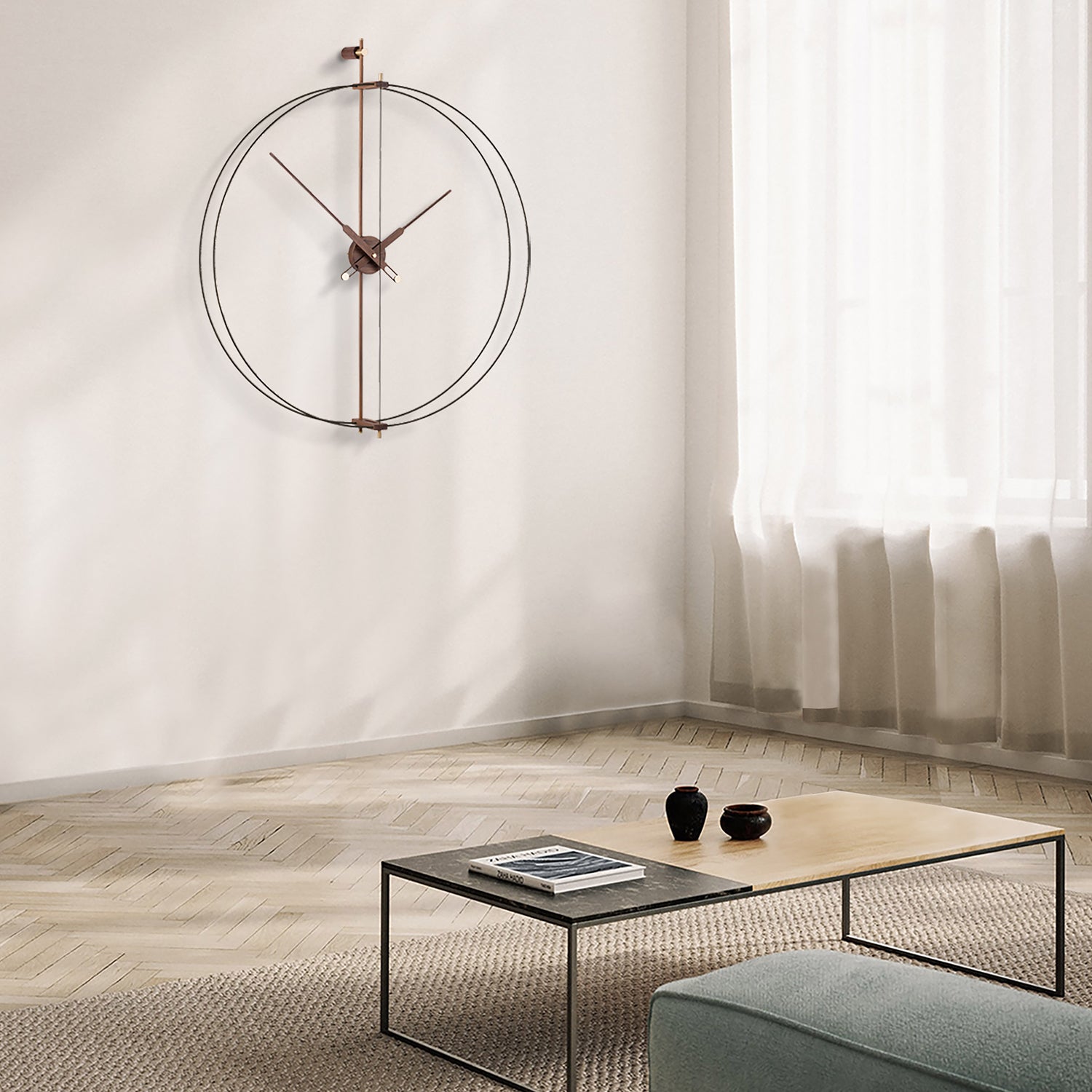 Nomon Clock black and walnut ambience image