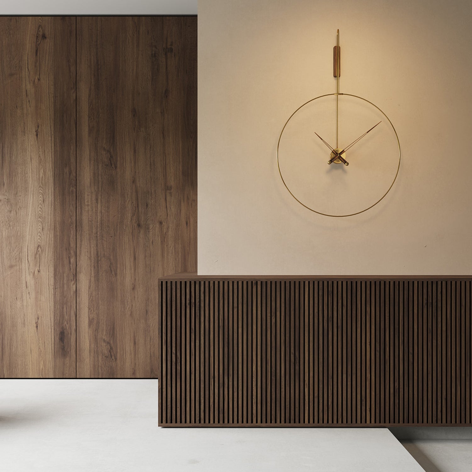 Nomon Daro Wall Clock in walnut and brass ambience image