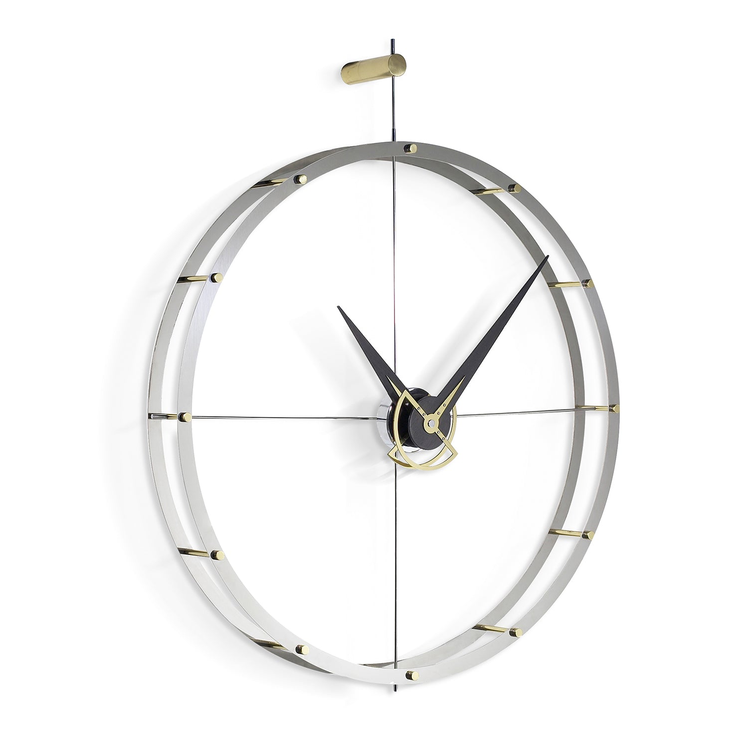 Nomon Doble O wall clock in steel and brass