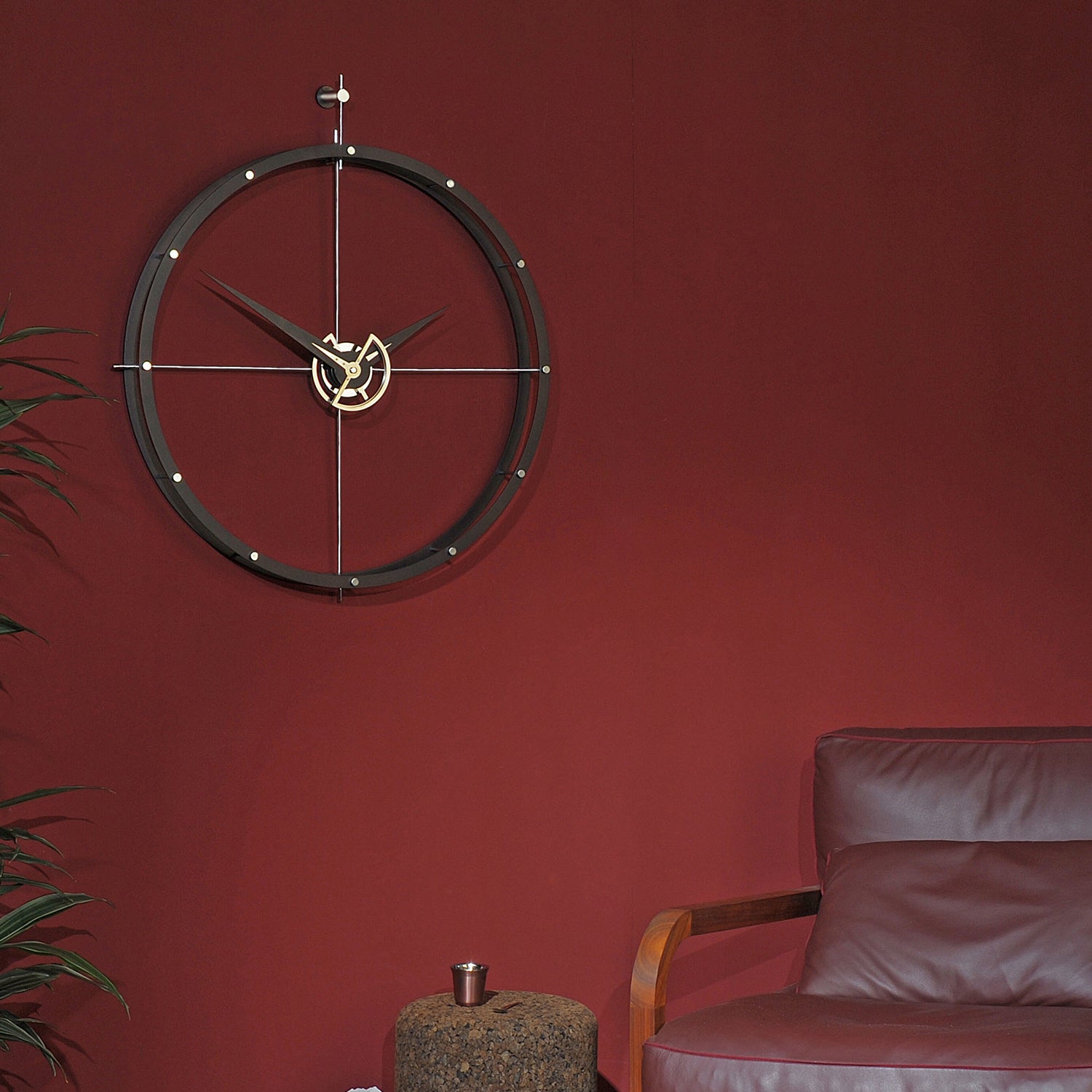 Nomon Doble O wall clock in wenge and chrome ambience image