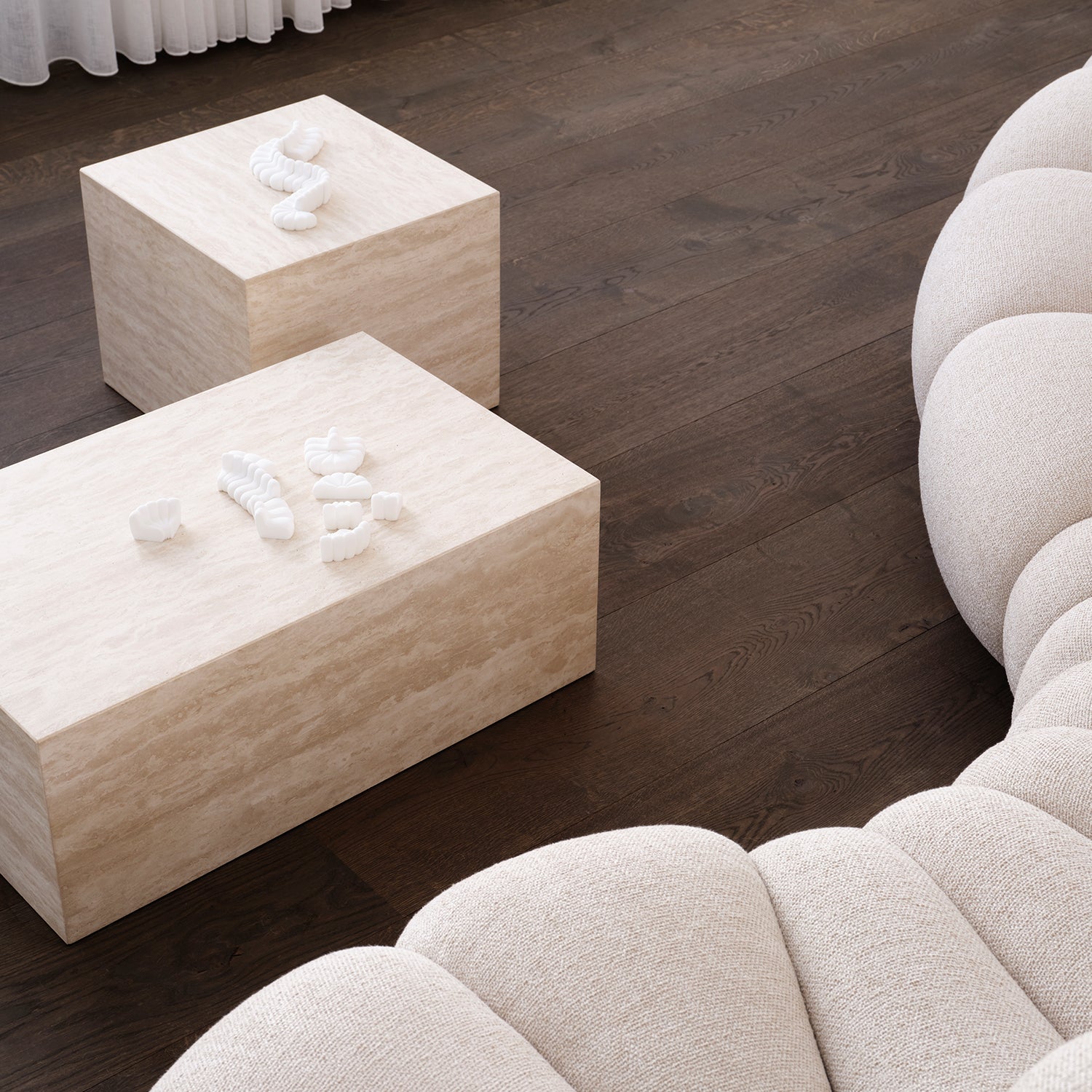 NORR11 Cubism Coffee Table Small in Travertine