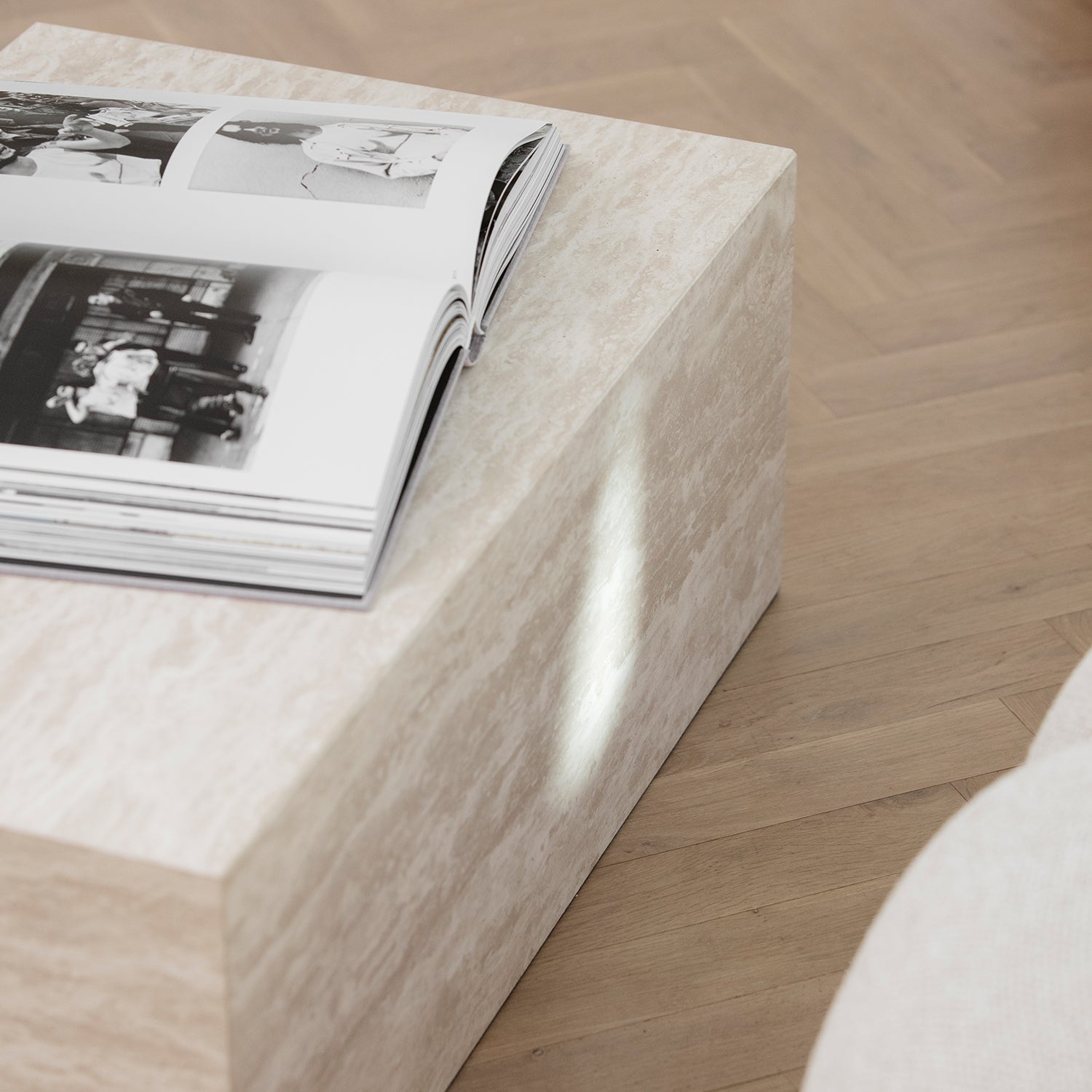 NORR11 Cubism Coffee Table Large in Travertine