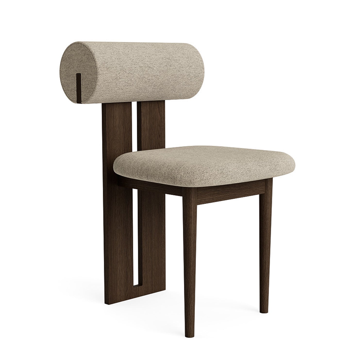 NORR11 Hippo Dining Chair in Dark Smoked Oak and barnum hemp fabric