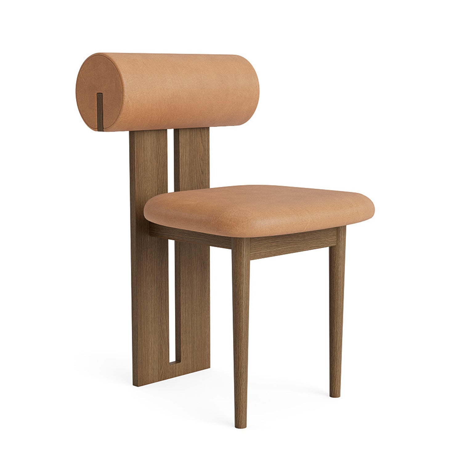 NORR11 Hippo Dining Chair in light Smoked Oak and camel leather