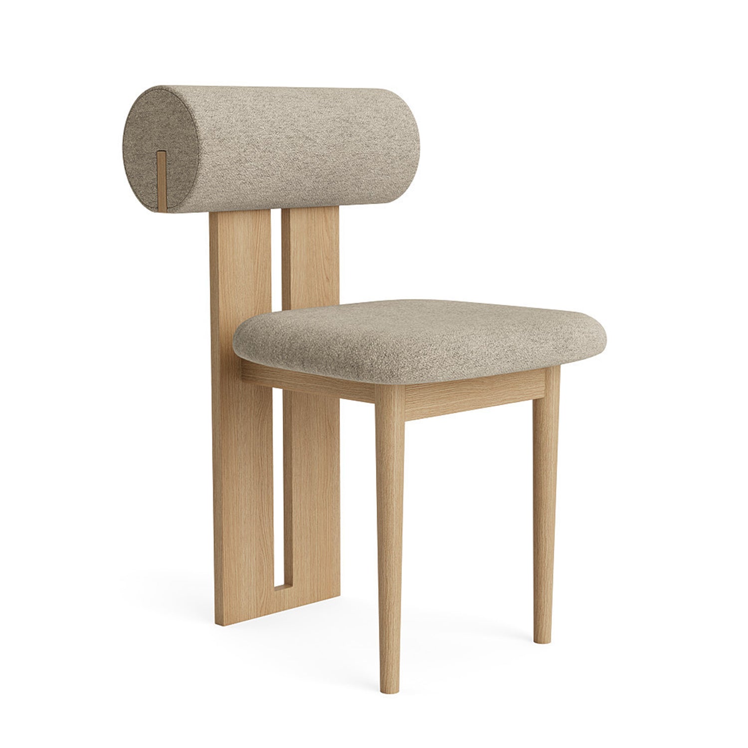 NORR11 Hippo Dining Chair in light natural Oak and barnum hem fabric