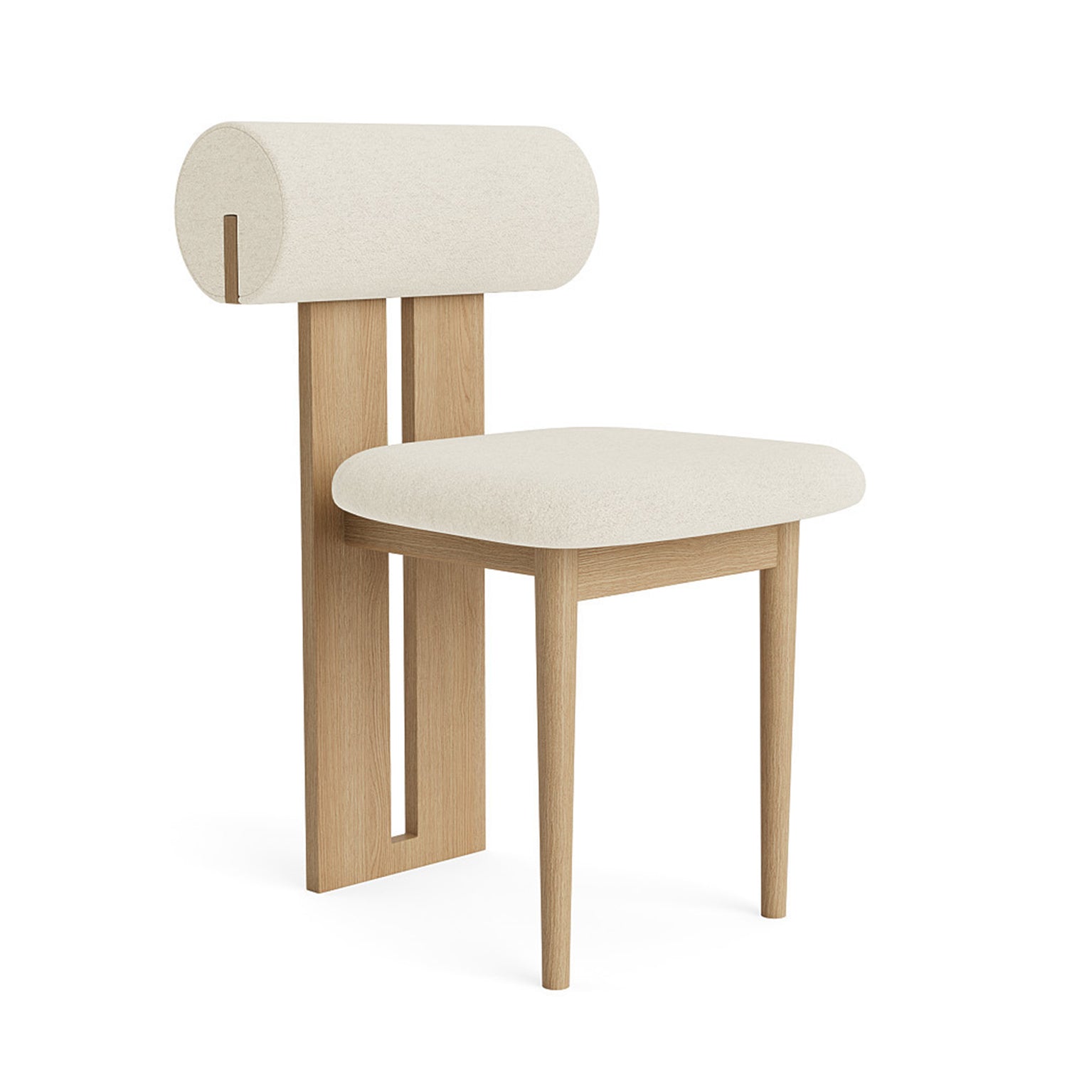 NORR11 Hippo Dining Chair in light natural Oak and barnum lana fabric