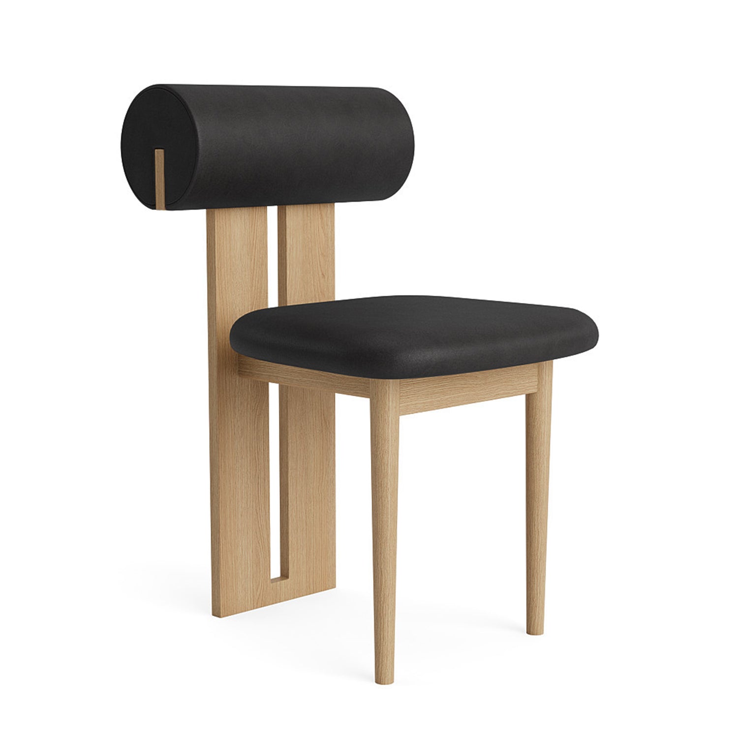 NORR11 Hippo Dining Chair in light natural Oak and anthracite leather