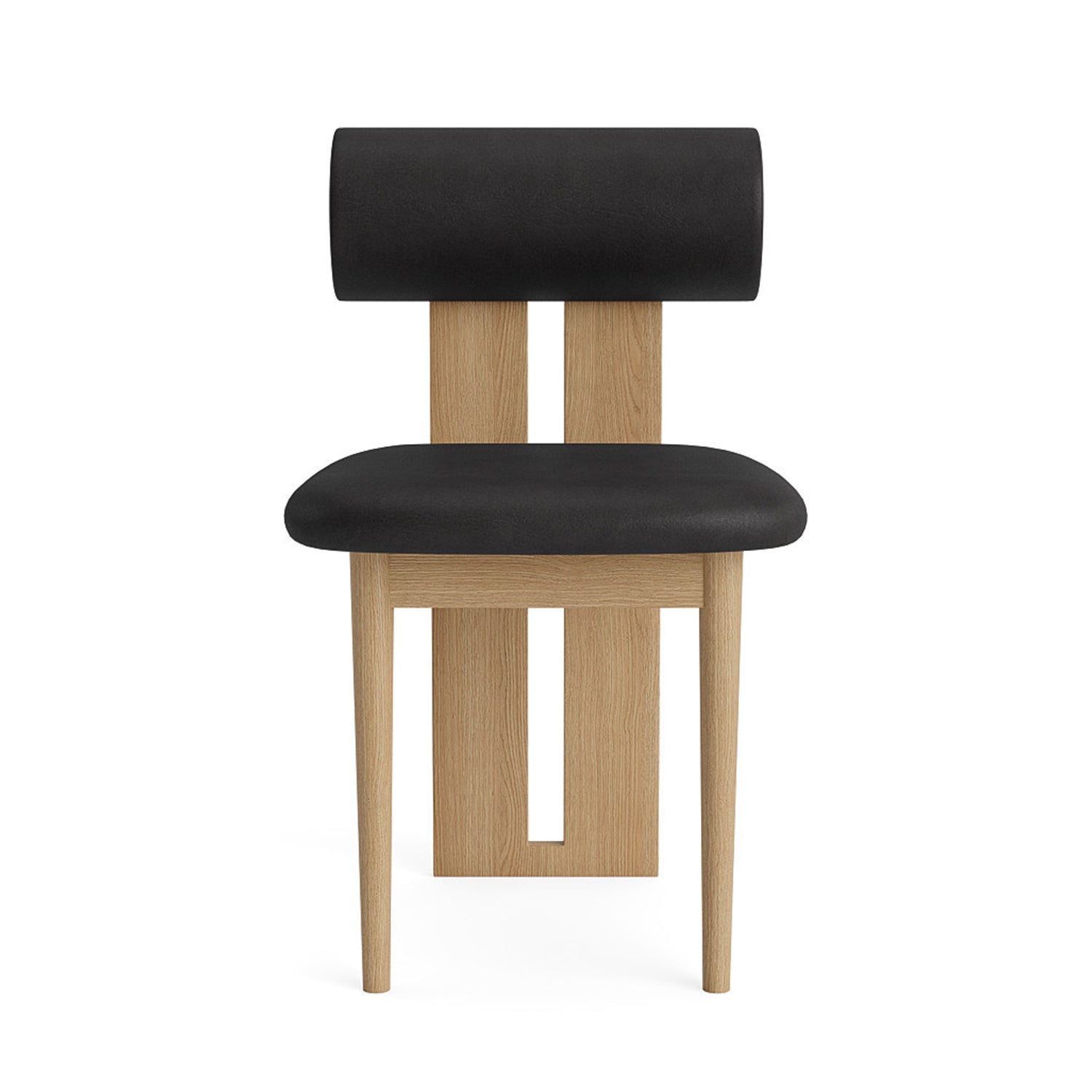 NORR11 Hippo Dining Chair in light natural Oak and anthracite leather