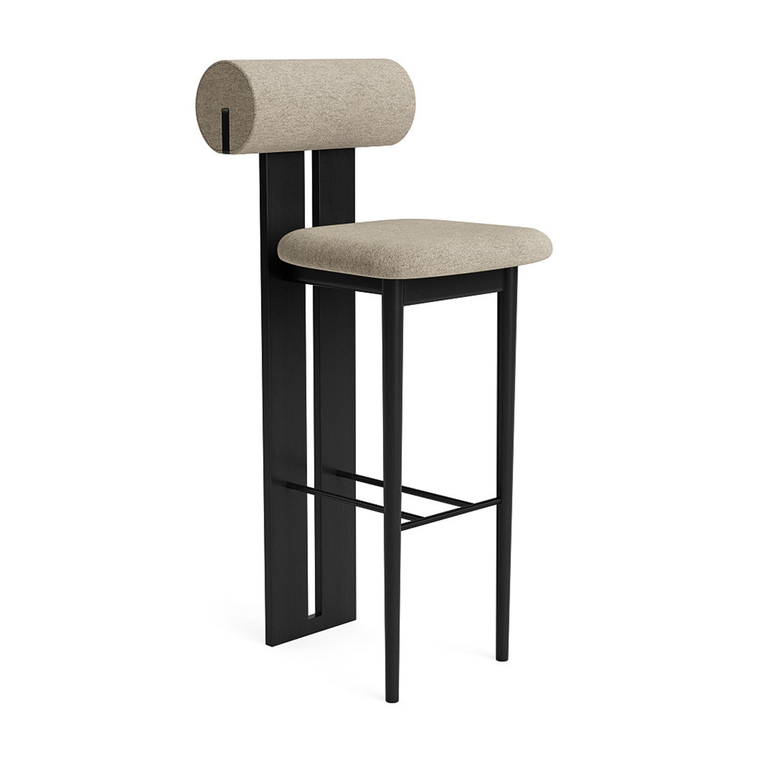 Hippo Bar Chair 75 in black oak and barnum hemp fabric