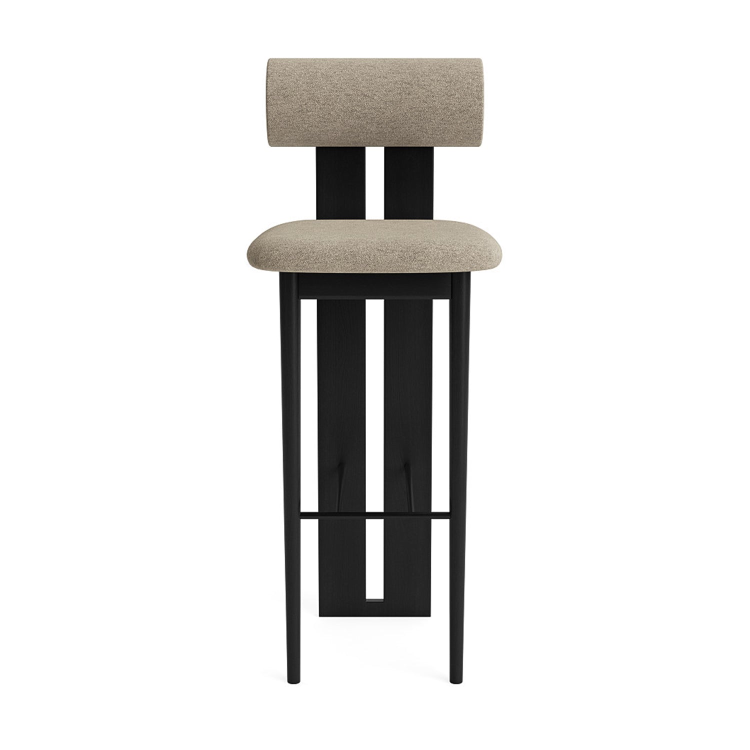 Hippo Bar Chair 75 in black oak and barnum hemp fabric