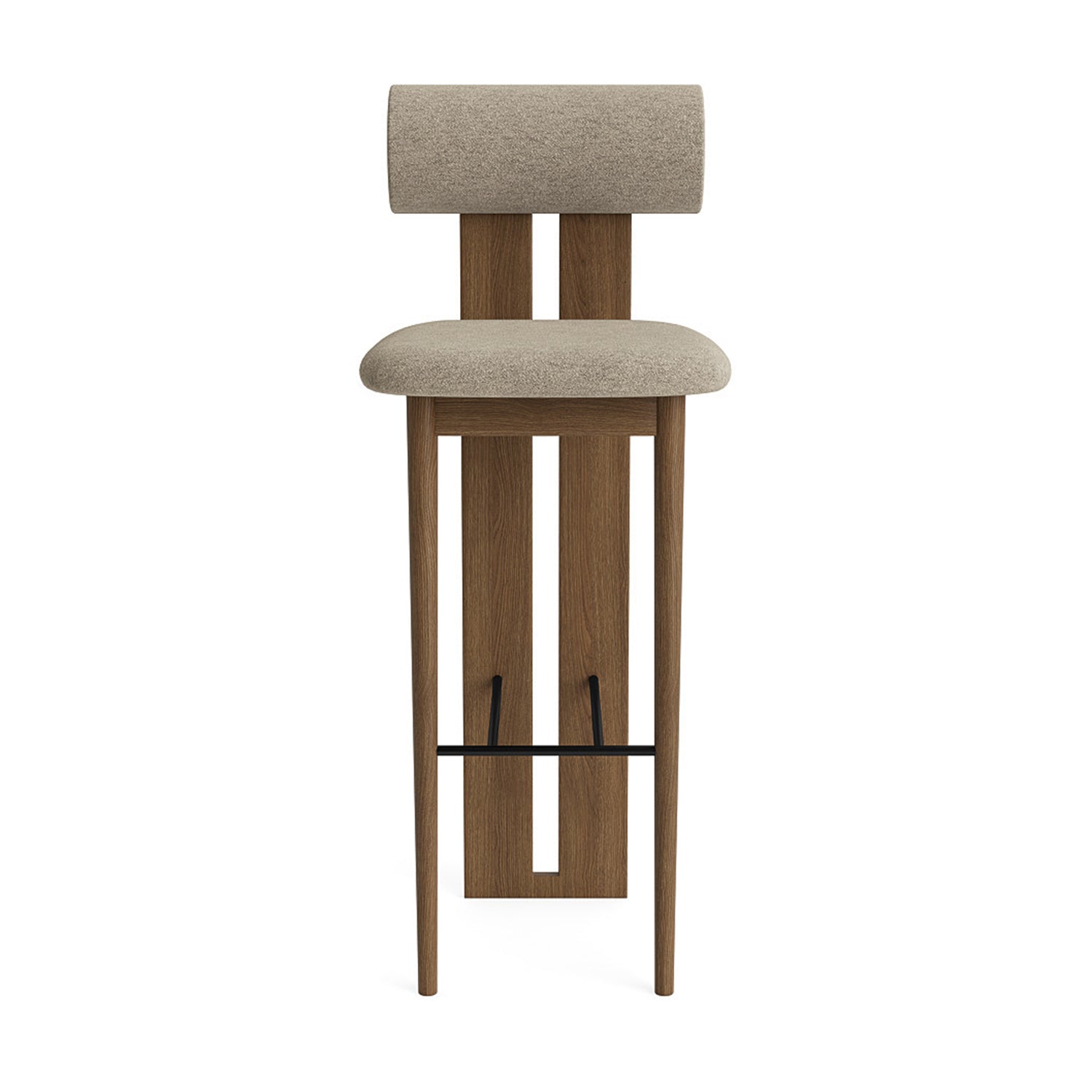 Hippo Bar Chair 75 in light smoked oak and barnum hemp fabric