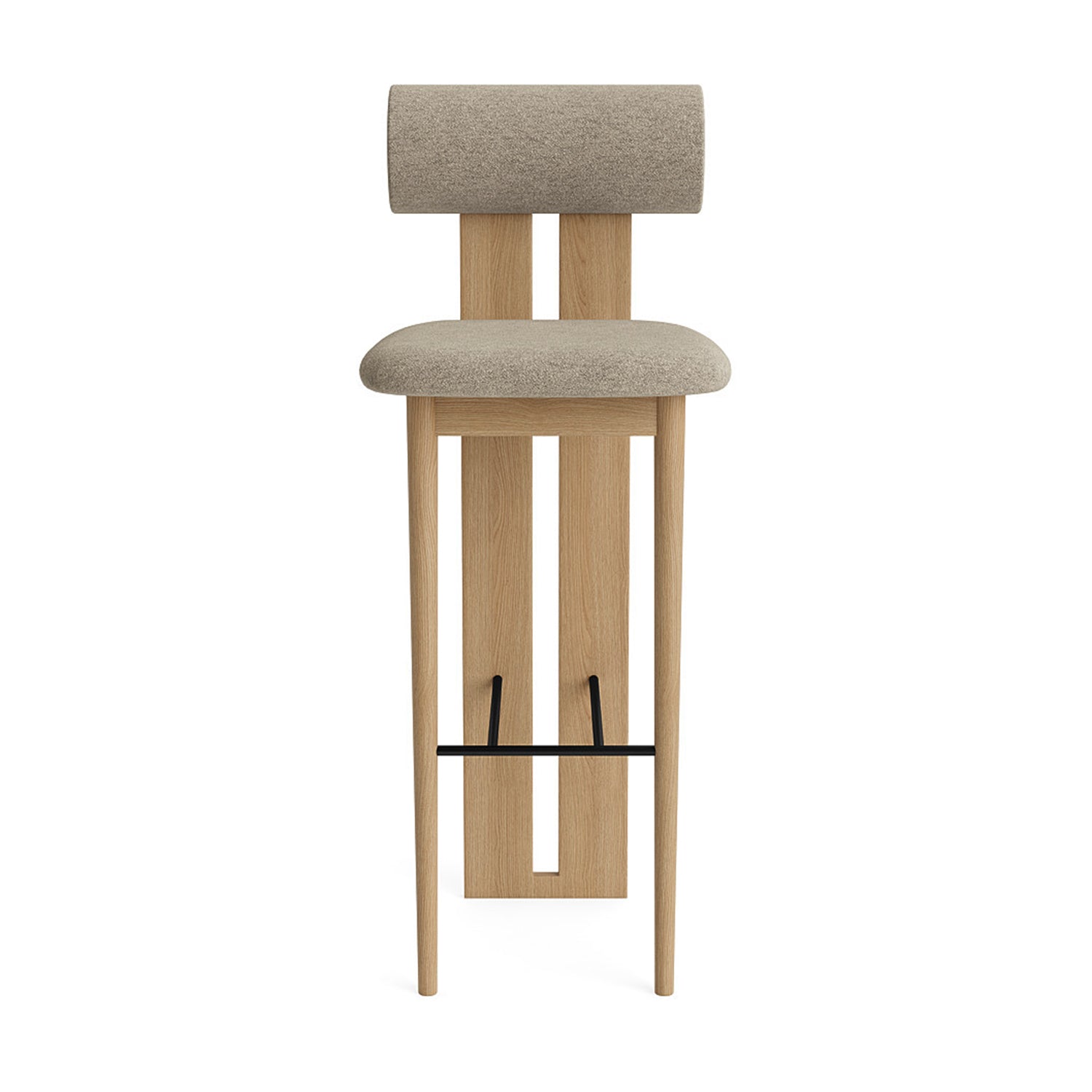 Hippo Bar Chair 75 in natural oak and barnum hemp  fabric