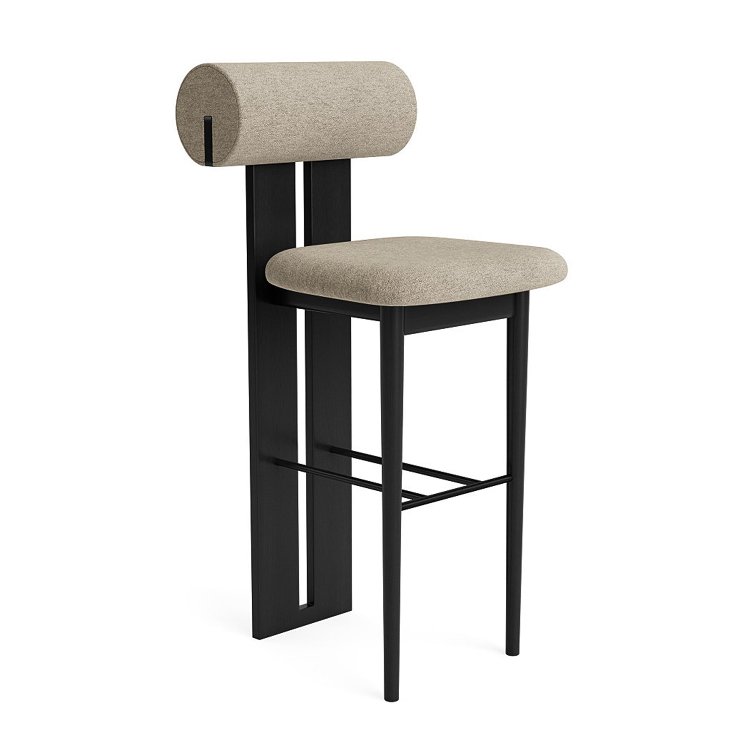 NORR11 Hippo Counter Stool 65 in black oak and barnum hemp fabric