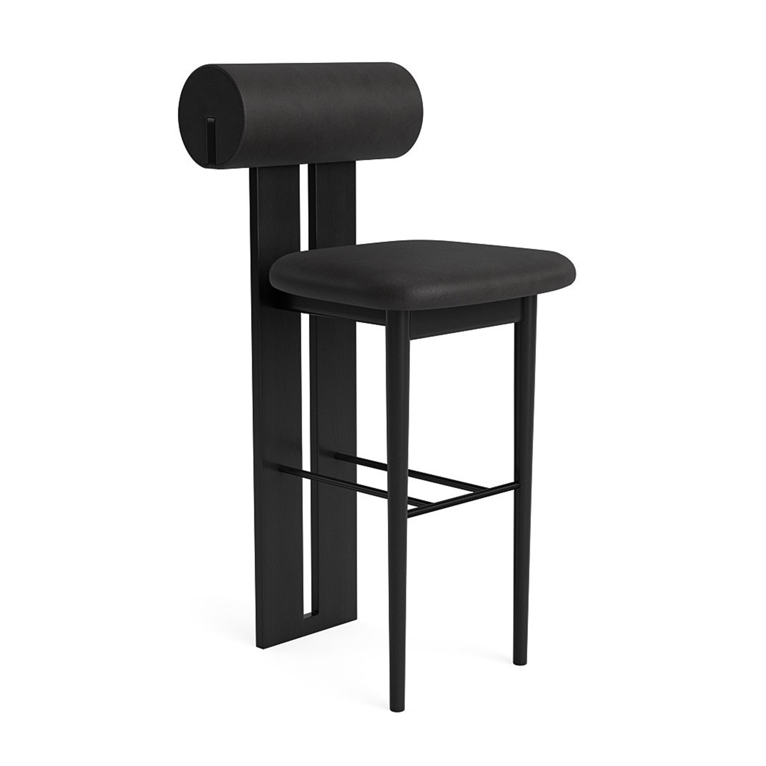 NORR11 Hippo Counter Stool 65 in black oak and anthracite leather