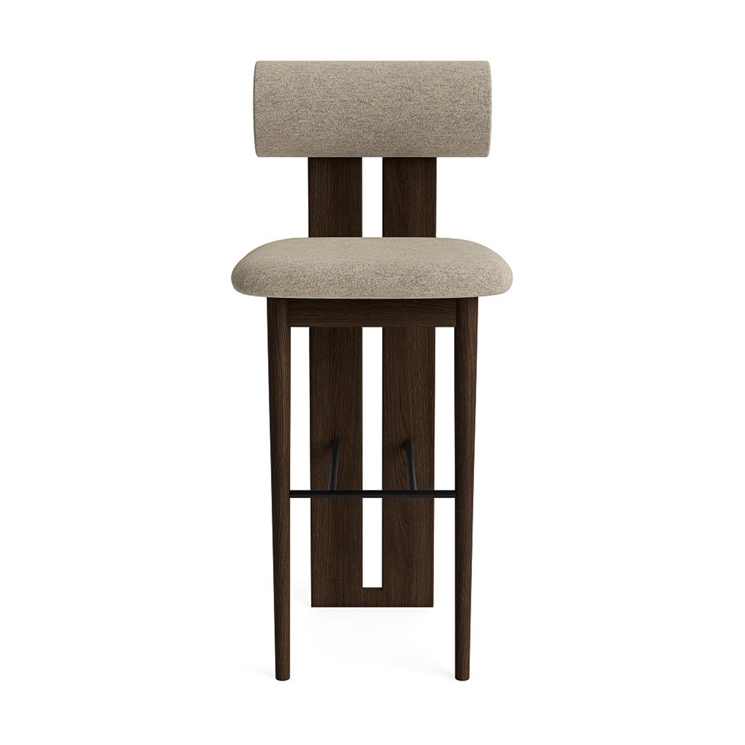 NORR11 Hippo Counter Stool 65 in dark smoked oak and barnum fabric