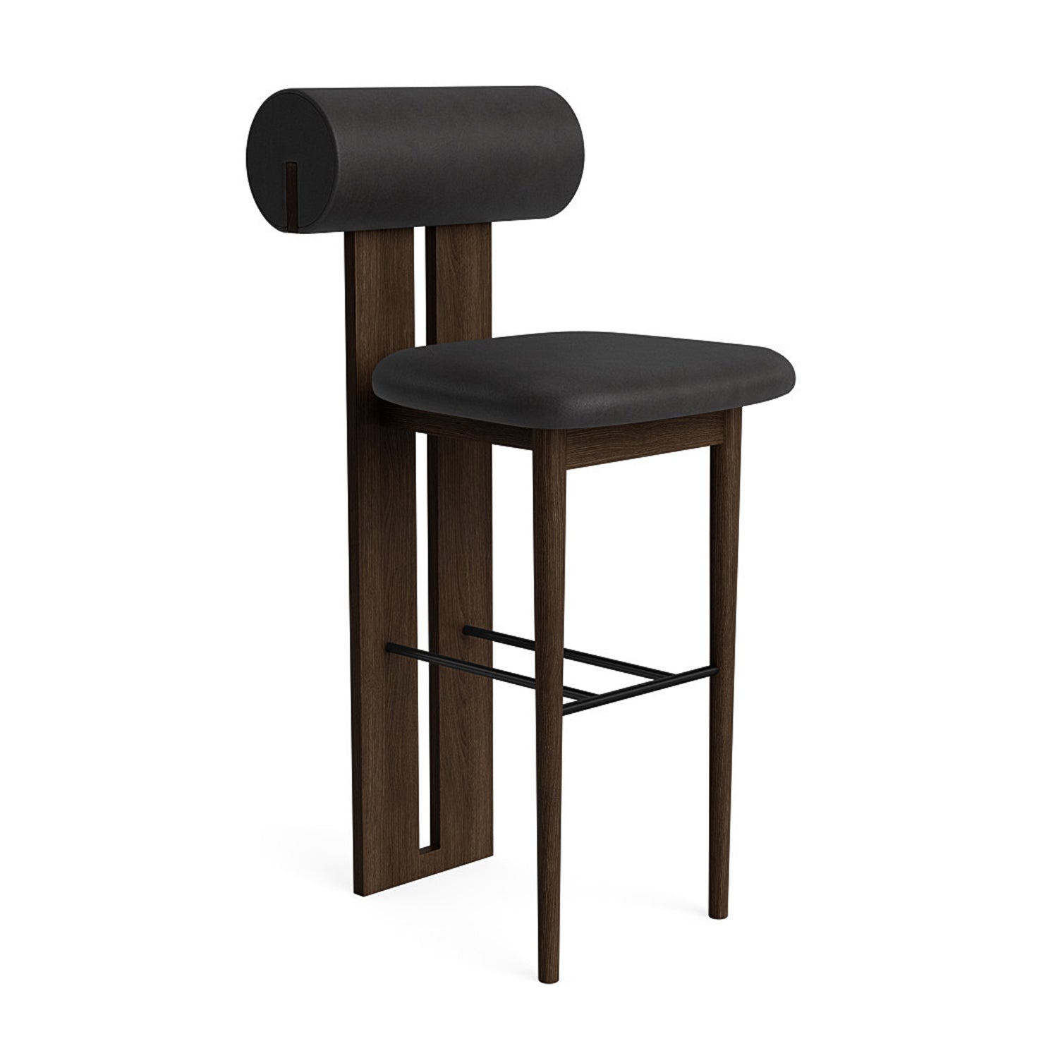 NORR11 Hippo Counter Stool 65 in dark smoked oak and anthracite leather