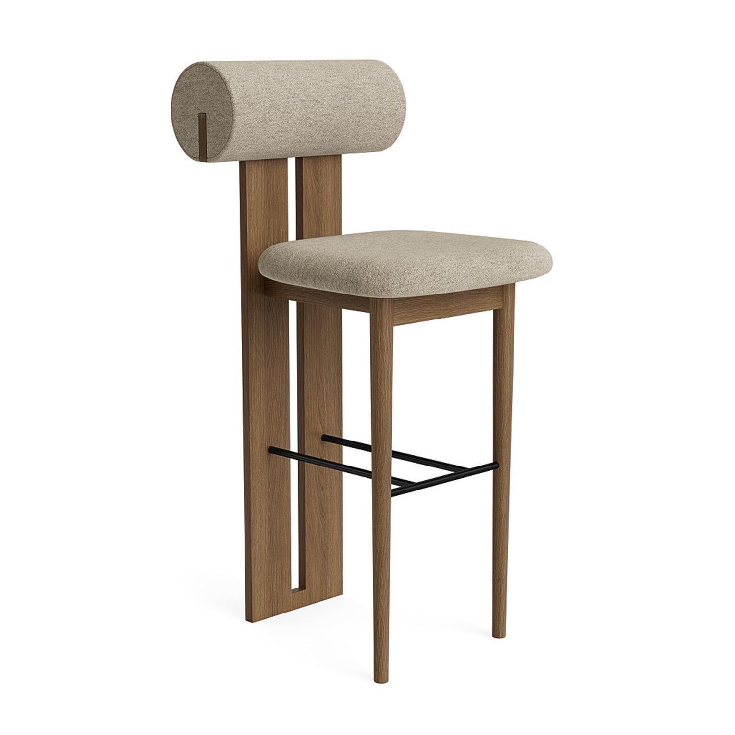 NORR11 Hippo Counter Stool 65 in light smoked oak and barnum hemp fabric