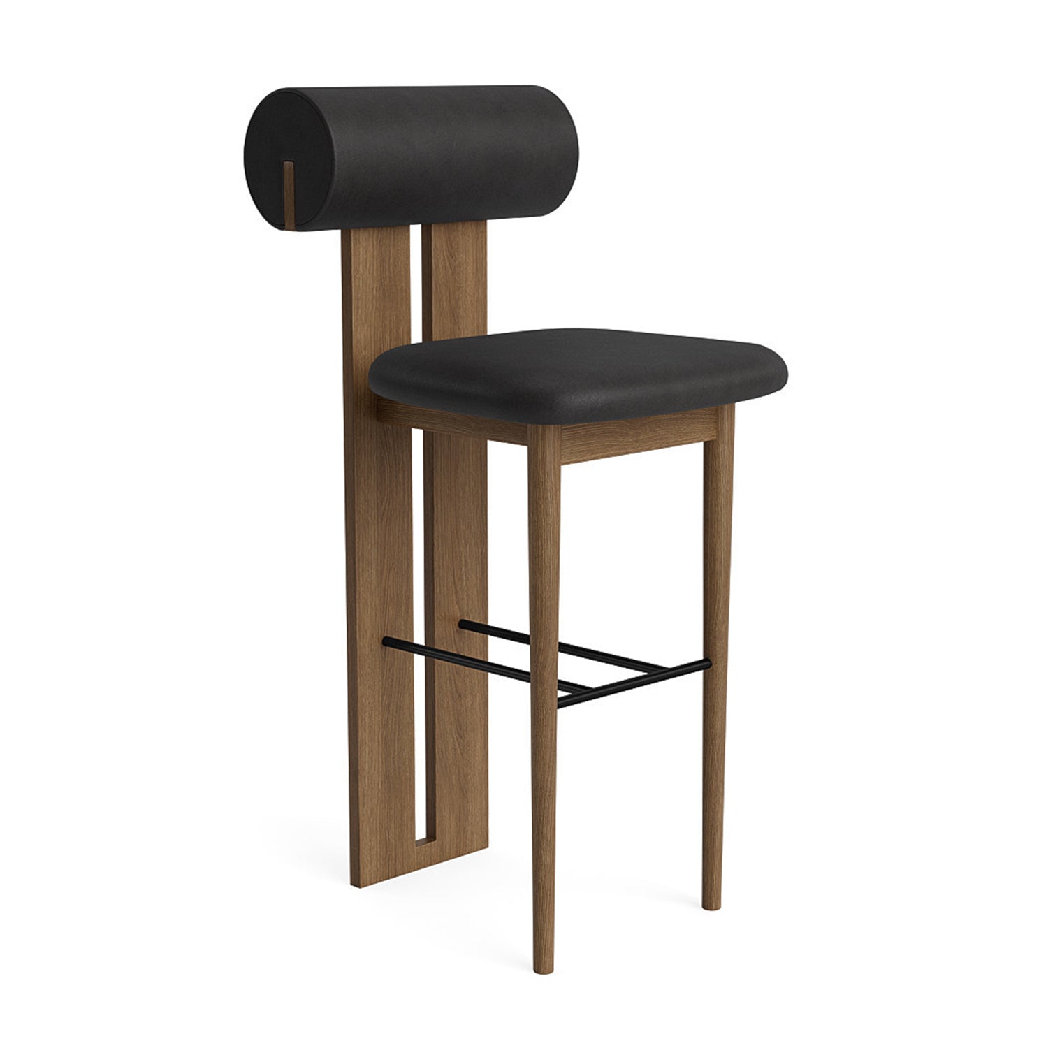 NORR11 Hippo Counter Stool 65 in light smoked oak and anthracite leather