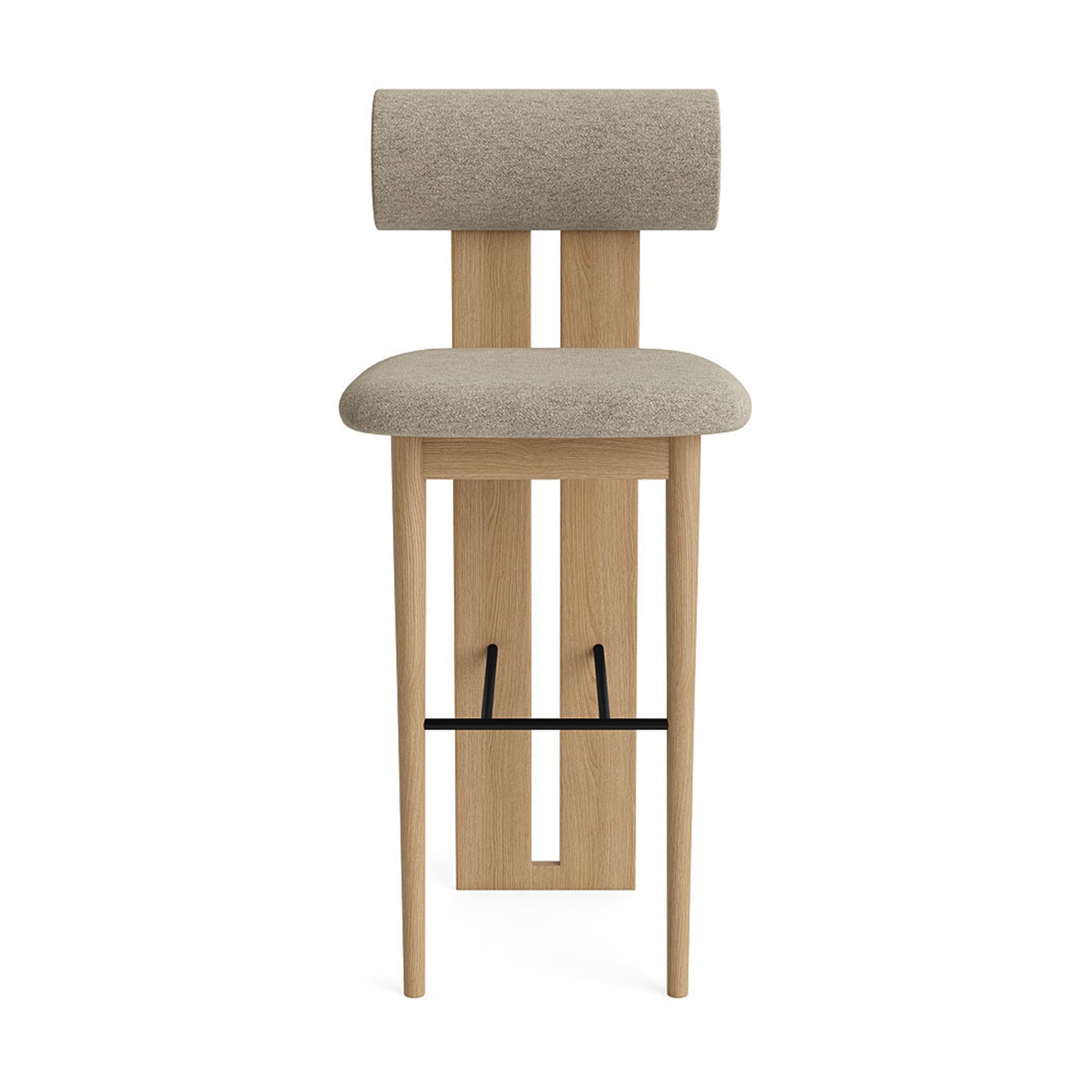 NORR11 Hippo Counter Stool 65 in natural oak and barnum hemp fabric