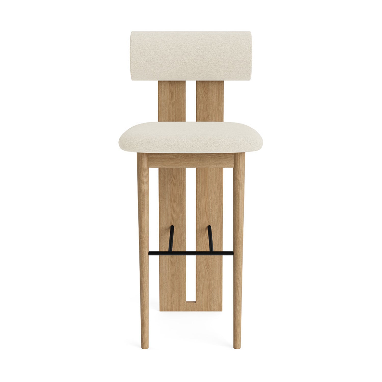 NORR11 Hippo Counter Stool 65 in natural oak and barnum lana fabric