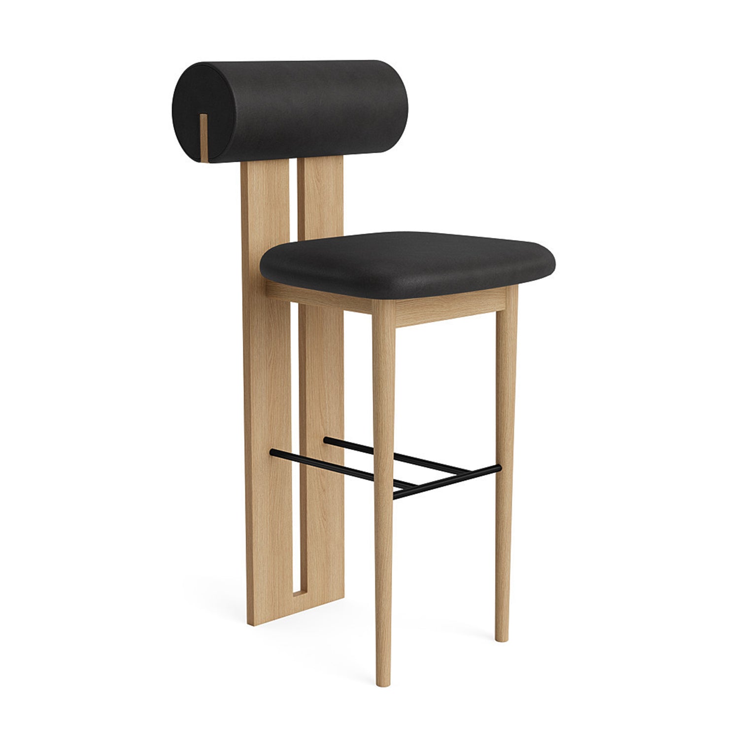 NORR11 Hippo Counter Stool 65 in natural oak and anthracite leather